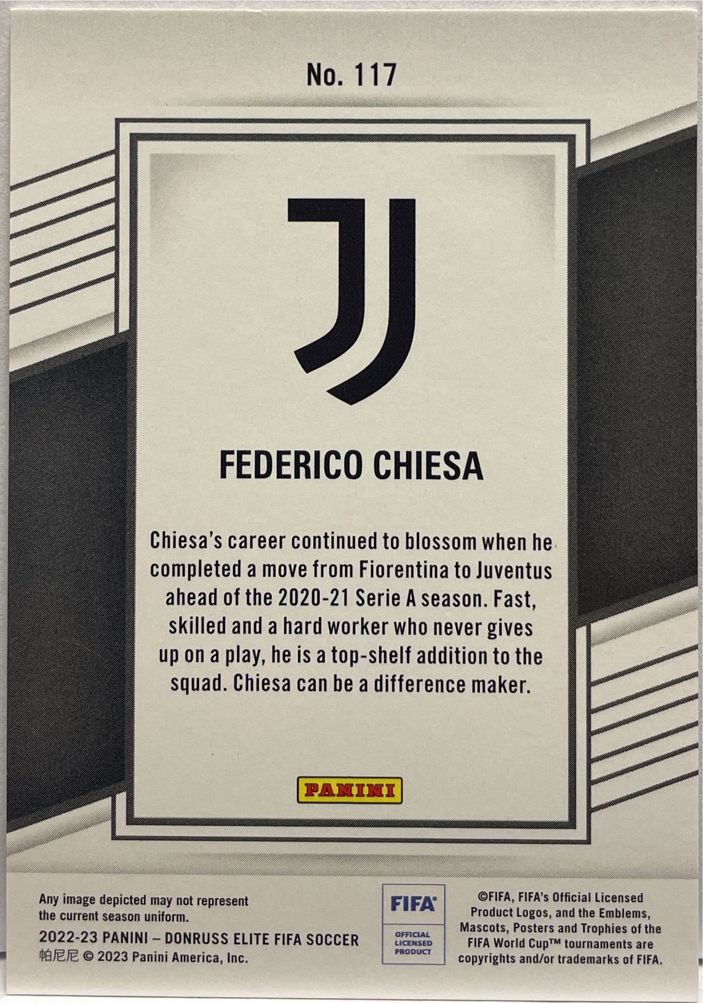 Federico Chiesa 1/1 Black Disco Panini DOnruss Elite Fifa 2022/23