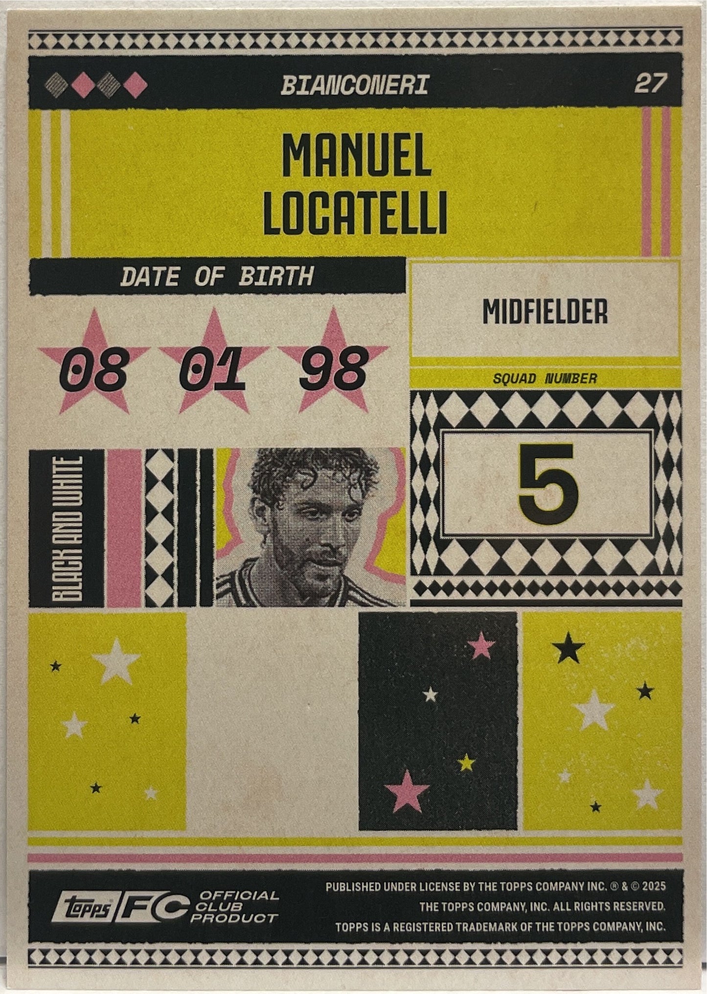Manuel Locatelli 1/1 Bianconeri Topps Juventus Premium Team Set 2023/24