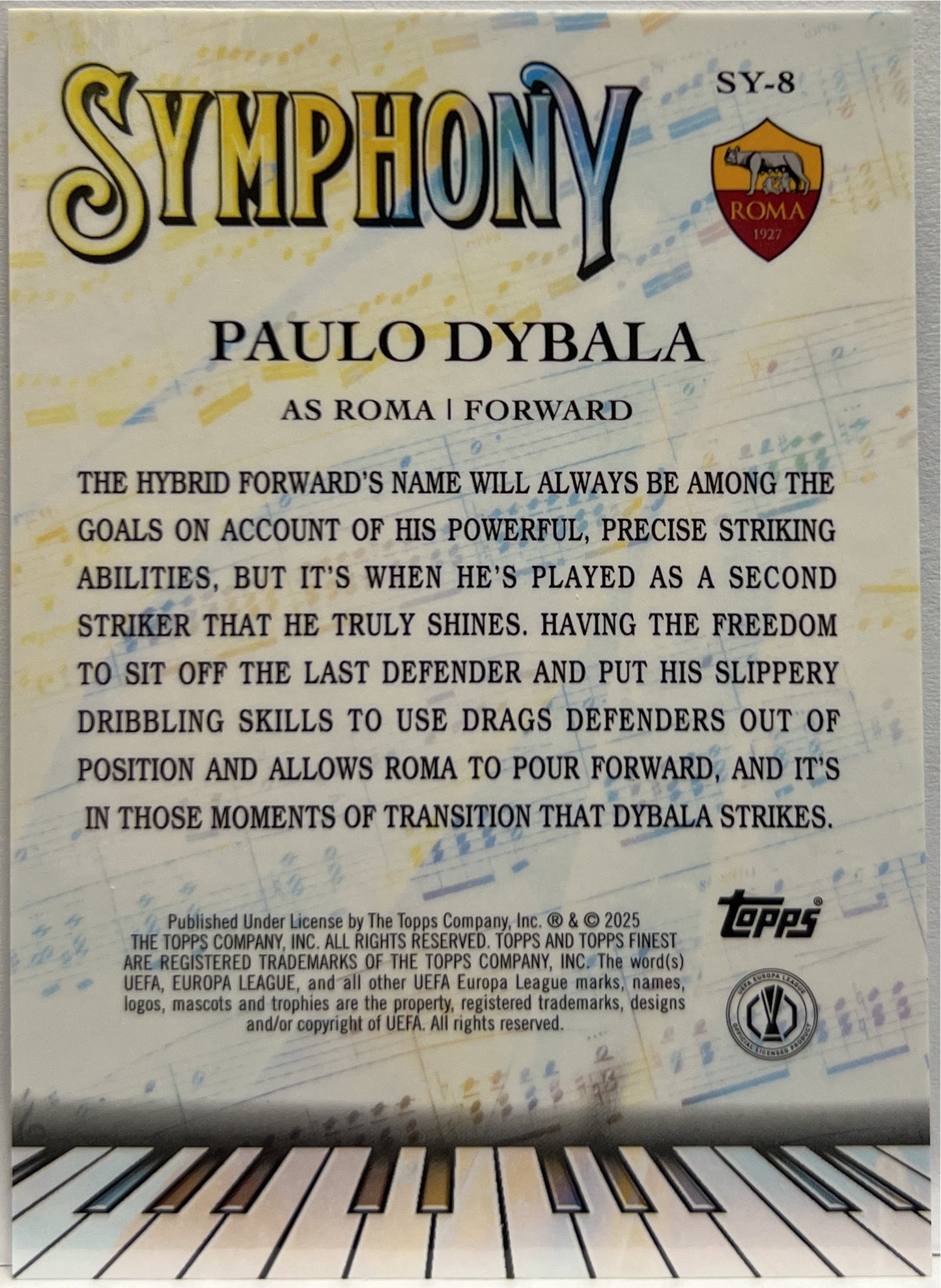 Paulo Dybala 80/150 Symphony Blue Topps Finest UCC 2024/25