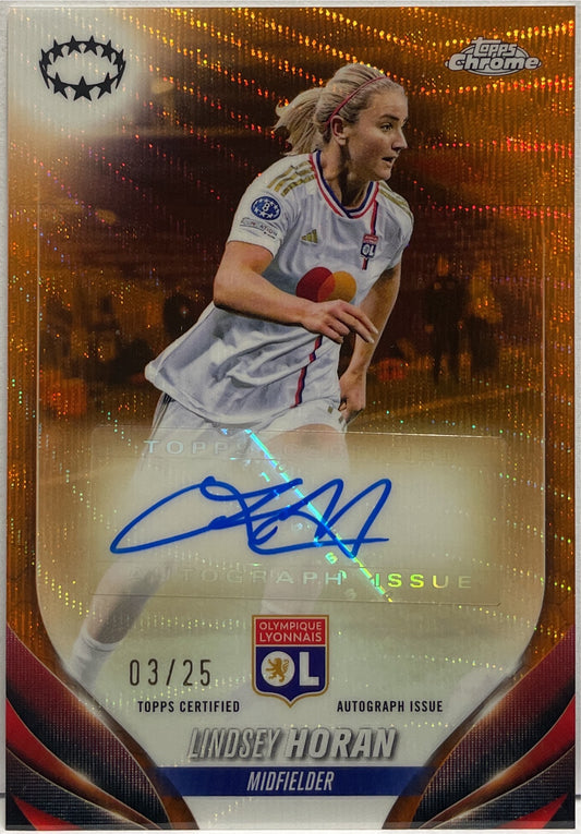 Lindsey Horan 3/25 Autograph Orange Topps Chrome Uefa Women's Champions League 2022/23