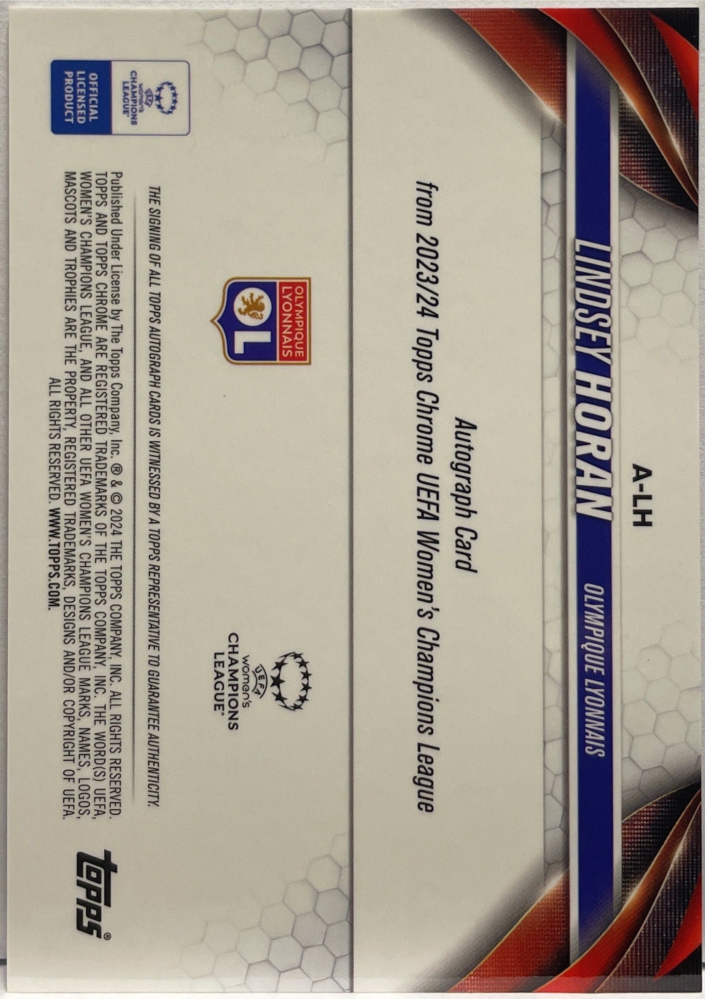 Lindsey Horan 3/25 Autograph Orange Topps Chrome Uefa Women's Champions League 2022/23