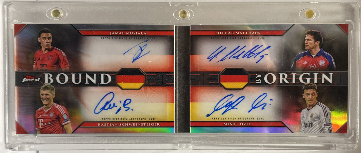 Musiala Schweinsteiger Matthaus Ozil 1/5 Booklet Patch Autograph Bound By Origin Topps Finest UCC 2024/25