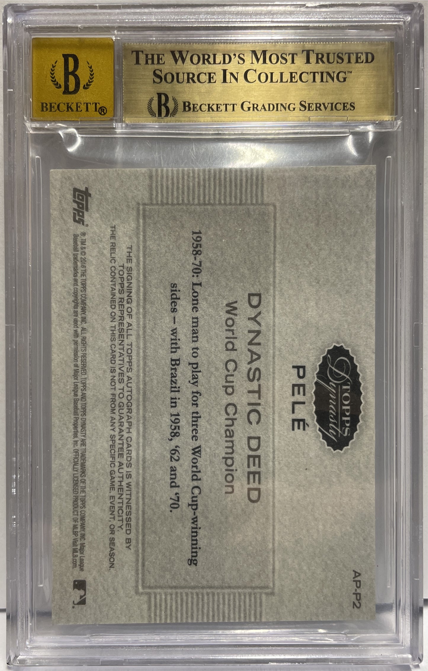 Pele 1/5 Patch Worn Autograph On Card Topps Dynasty 2016 Beckett 9.5 Auto 10