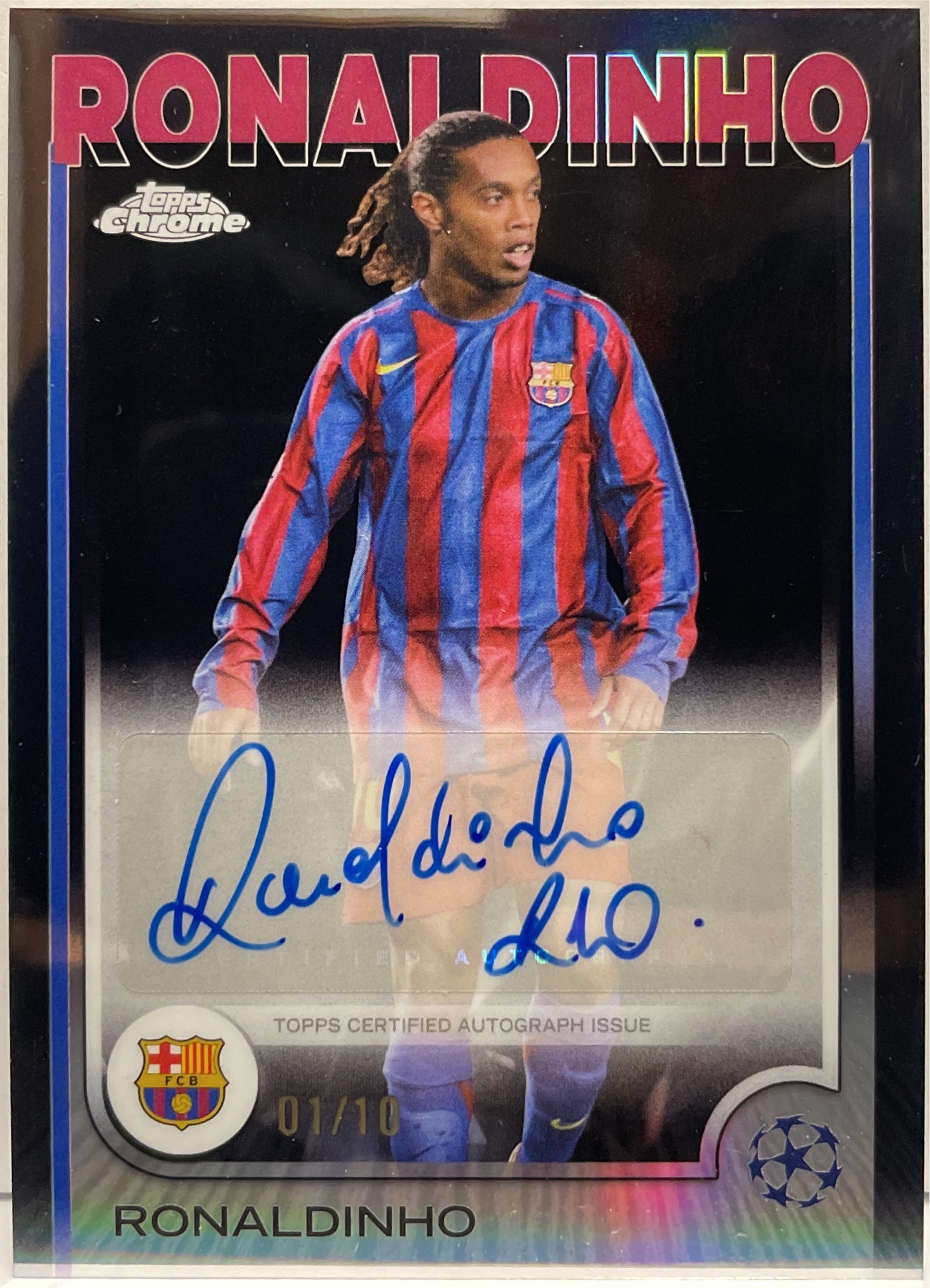 Ronaldinho 1/10 Autograph Black Topps Chrome UCC 2024/25