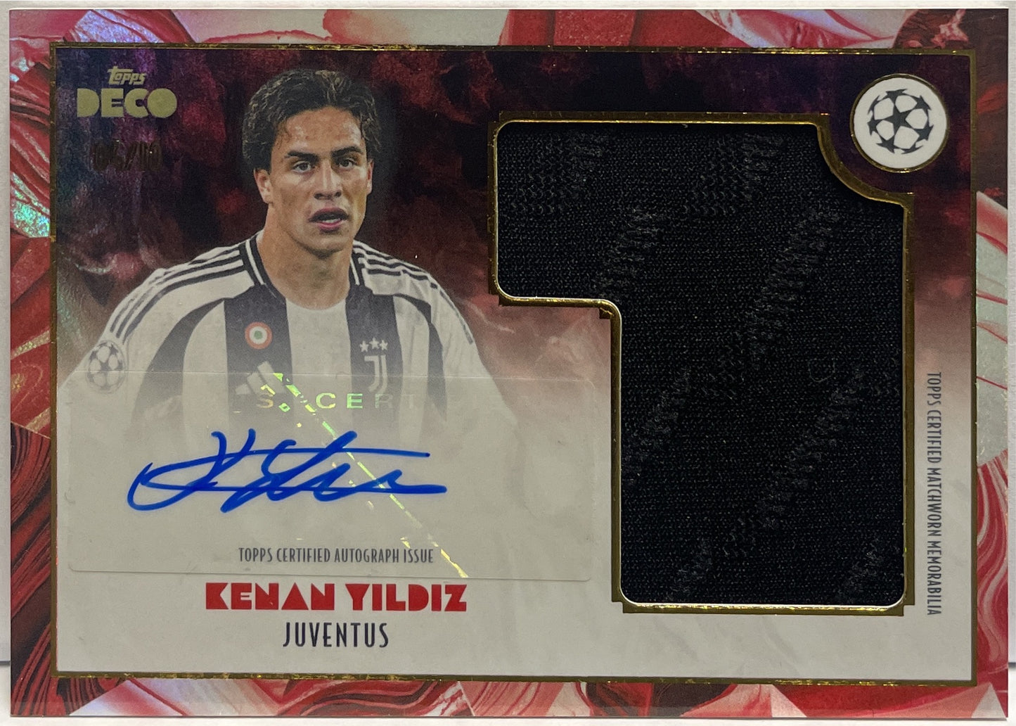 Kenan Yildiz 4/10 Patch Worn Autograph Topps Deco UCC 2023/24