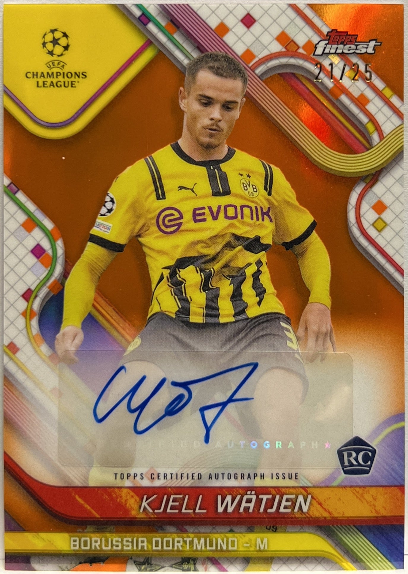 Kjell Watjen 21/25 Rookie Autograph Orange Topps Finest UCC 2024/25