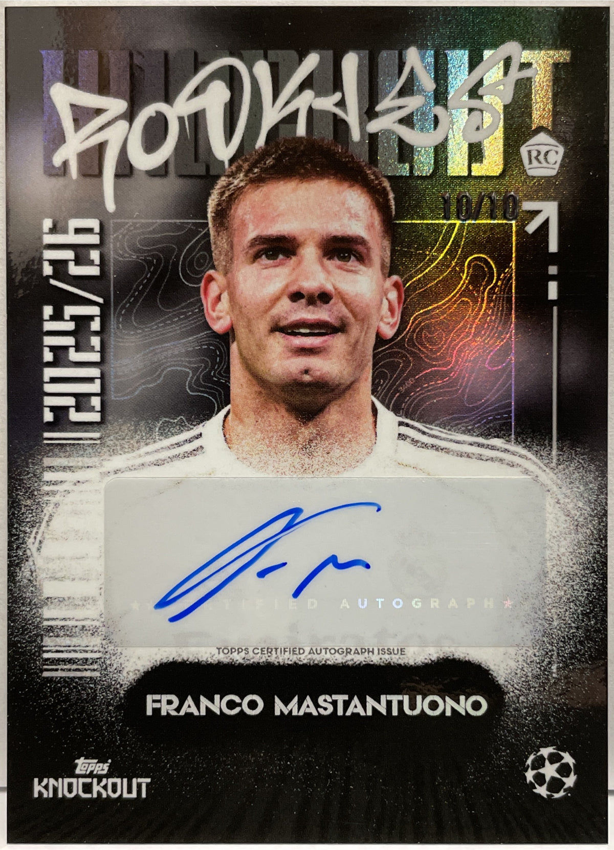 Franco Mastantuono 10/10 Rookie Autograph Topps Knockout 2025/26