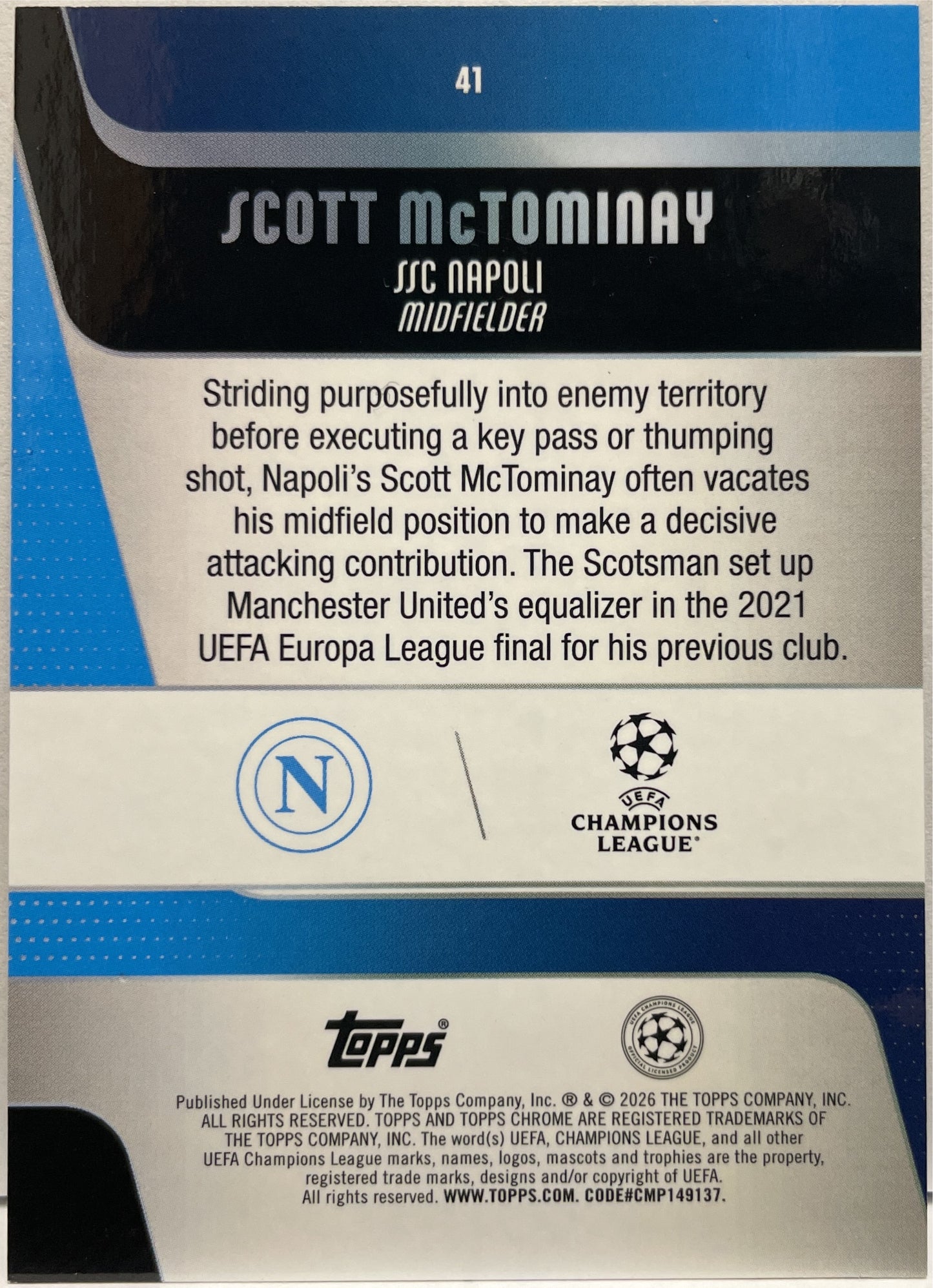 Scott McTominay 1/1 Topps Chrome UCC 2025/26