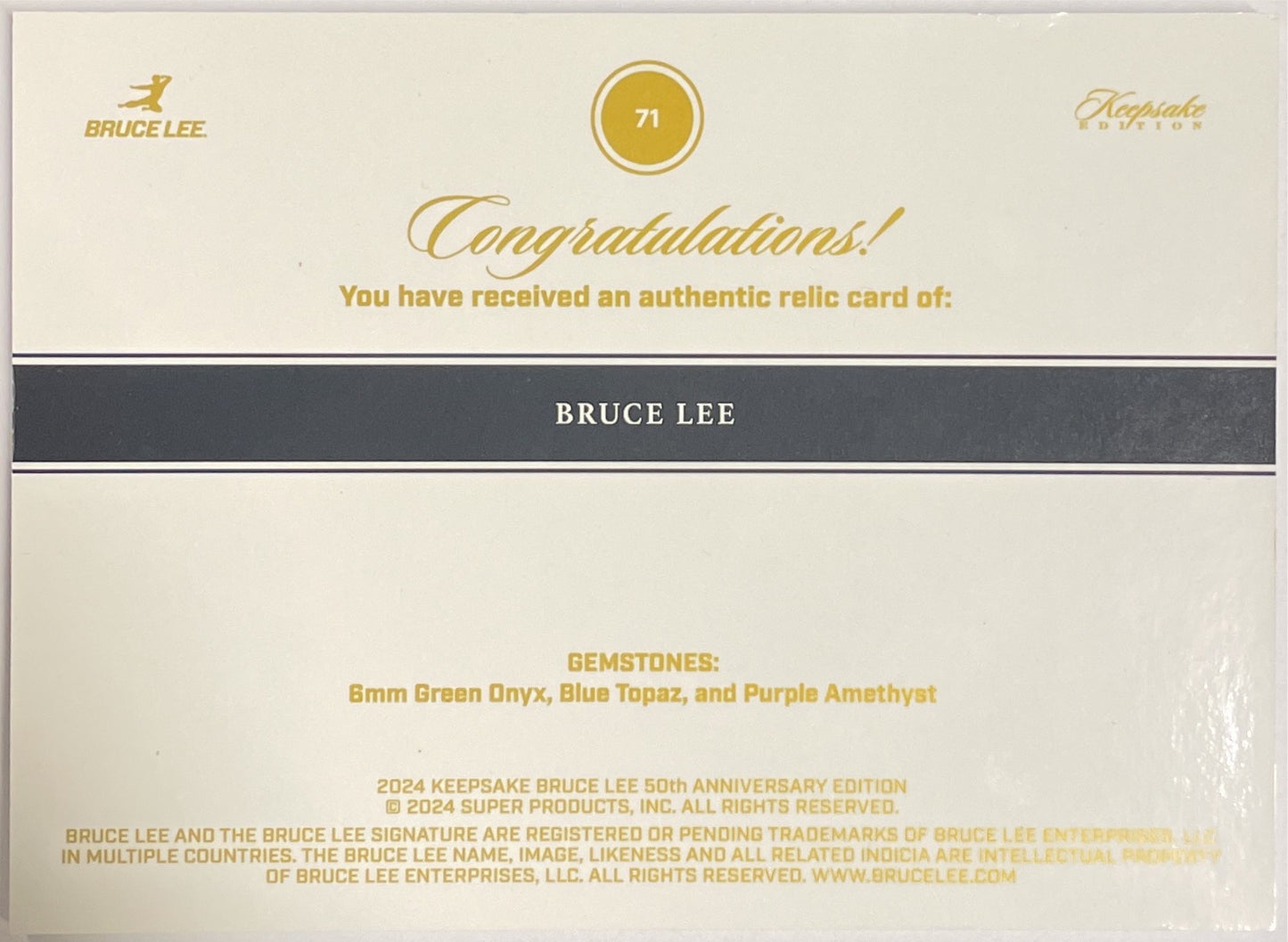 Bruce Lee 1/1 Autograph Triple Gem Legendary Signature Keepsake Edition 2025