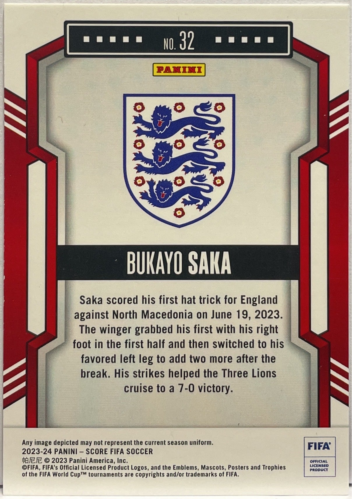Bukayo Saka 28/30 Red Swirl Score Fifa 2023/24