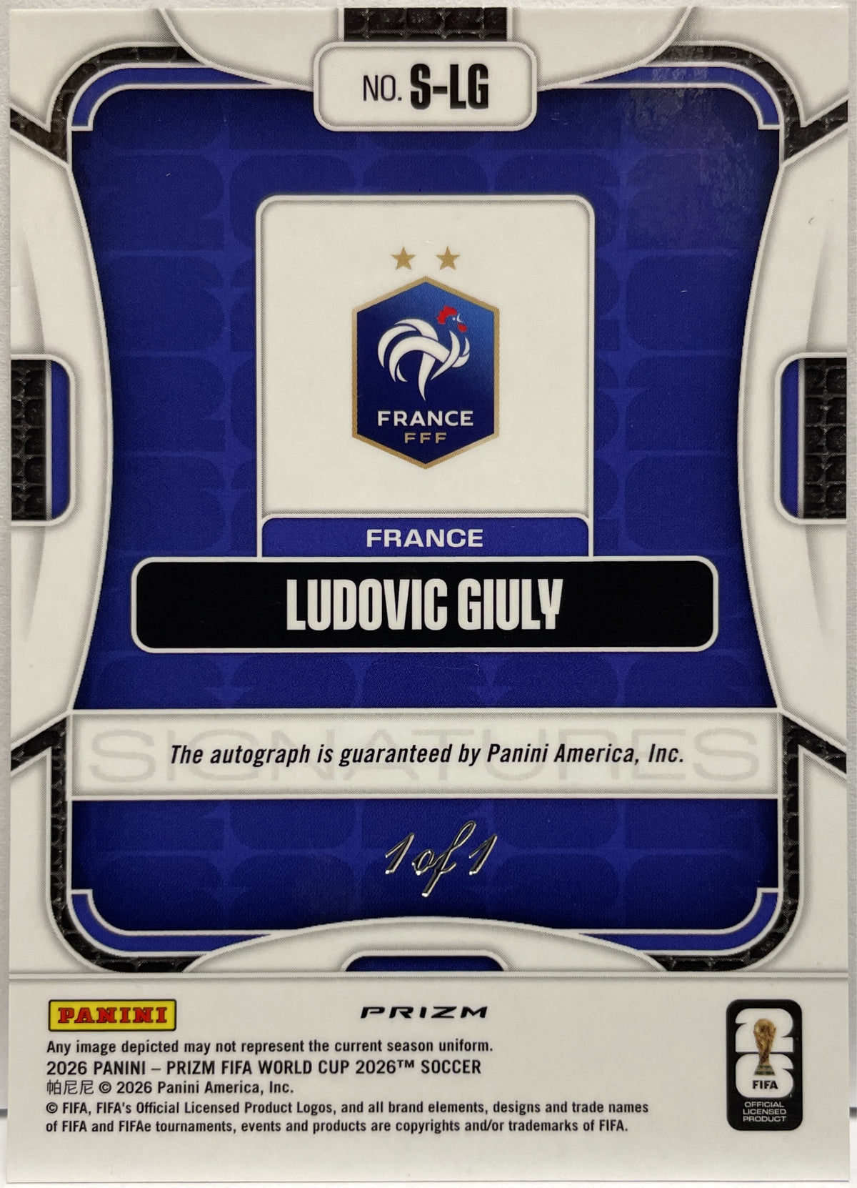 Ludovic Giuly 1/1 Autograph Black Panini Prizm World Cup 2026