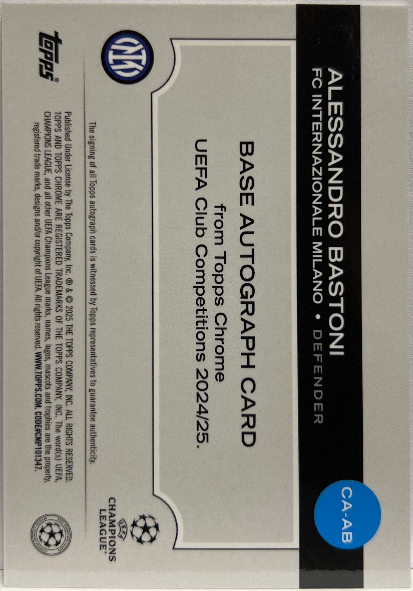 Alessandro Bastoni 56/75 Autograph Magenta Geometric Topps Chrome UCC 2024/25