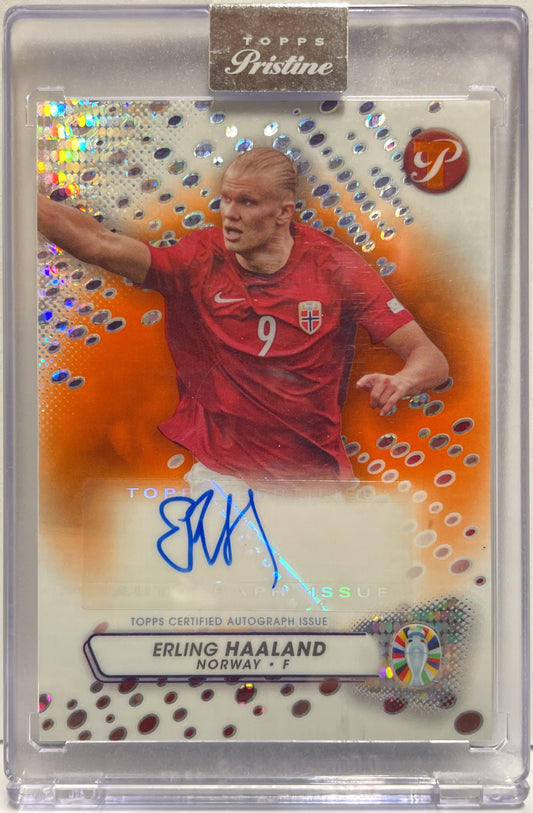 Erling Haaland 11/25 Autograph Orange Topps Pristine Road To Euro 2024