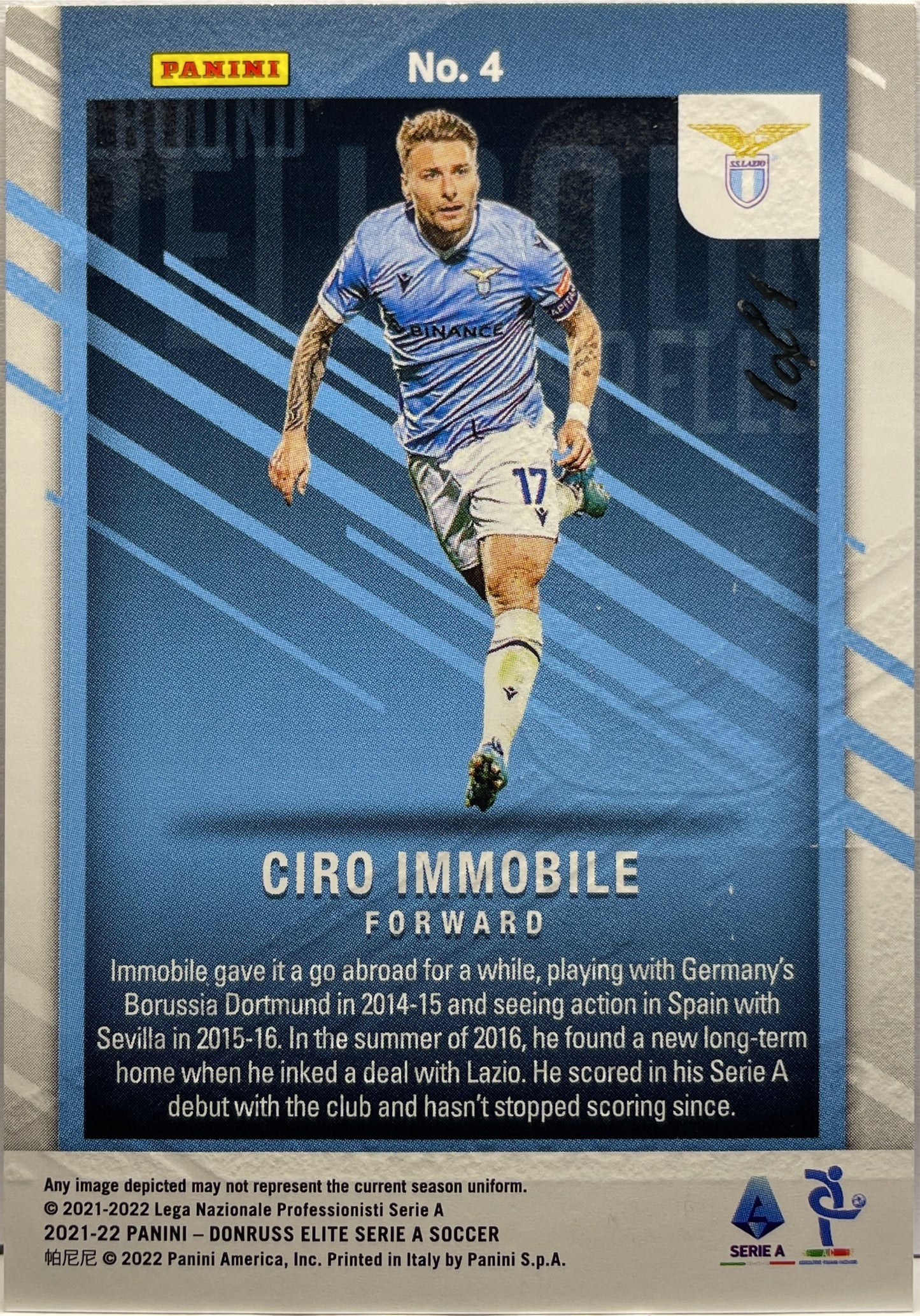 Ciro Immobile 1/1 Spellbound Donruss Elite Serie A 2021/22