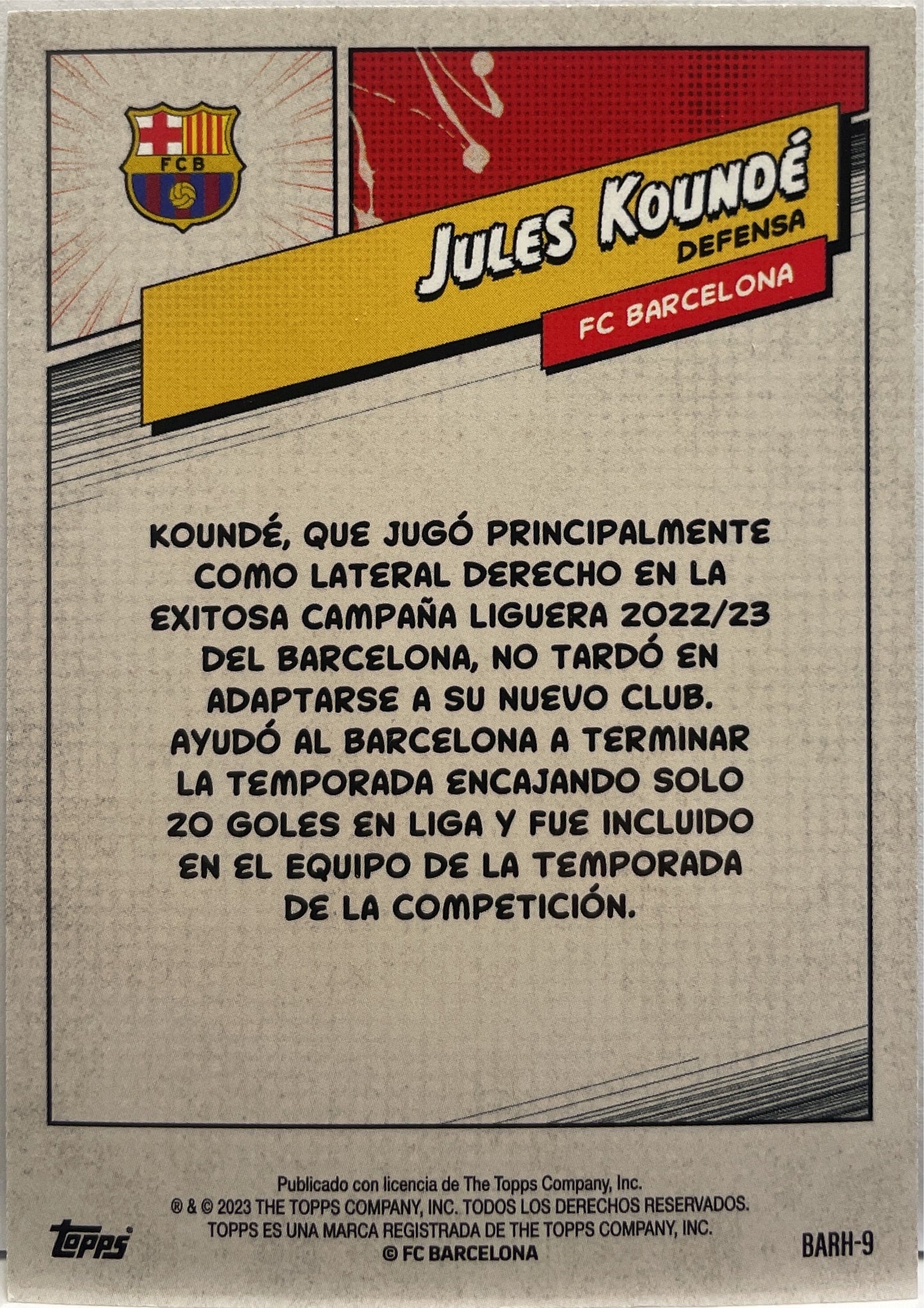 Jules Kounde 52/299 Purple Topps FC Barcelona Fan Set 2022/23