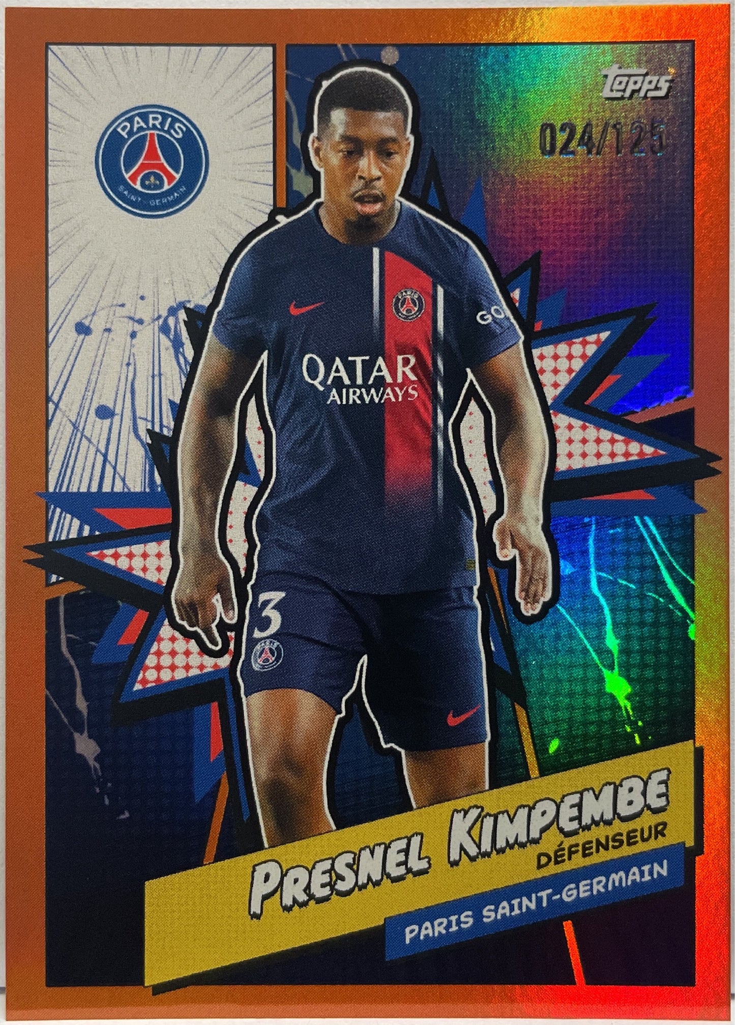 Presnel Kimpembe 24/125 Orange Topps PSG Team Set 2022/23