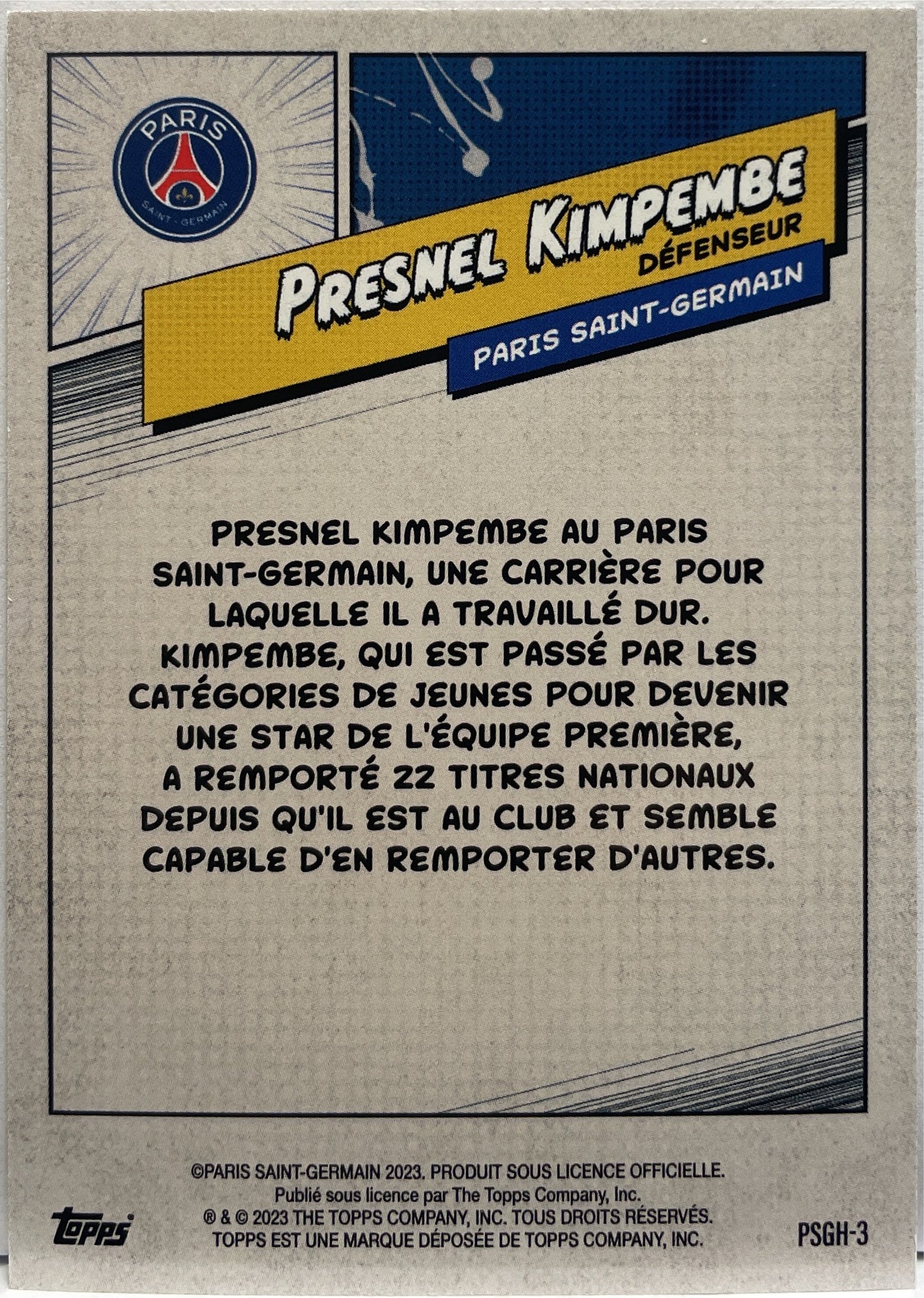 Presnel Kimpembe 24/125 Orange Topps PSG Team Set 2022/23