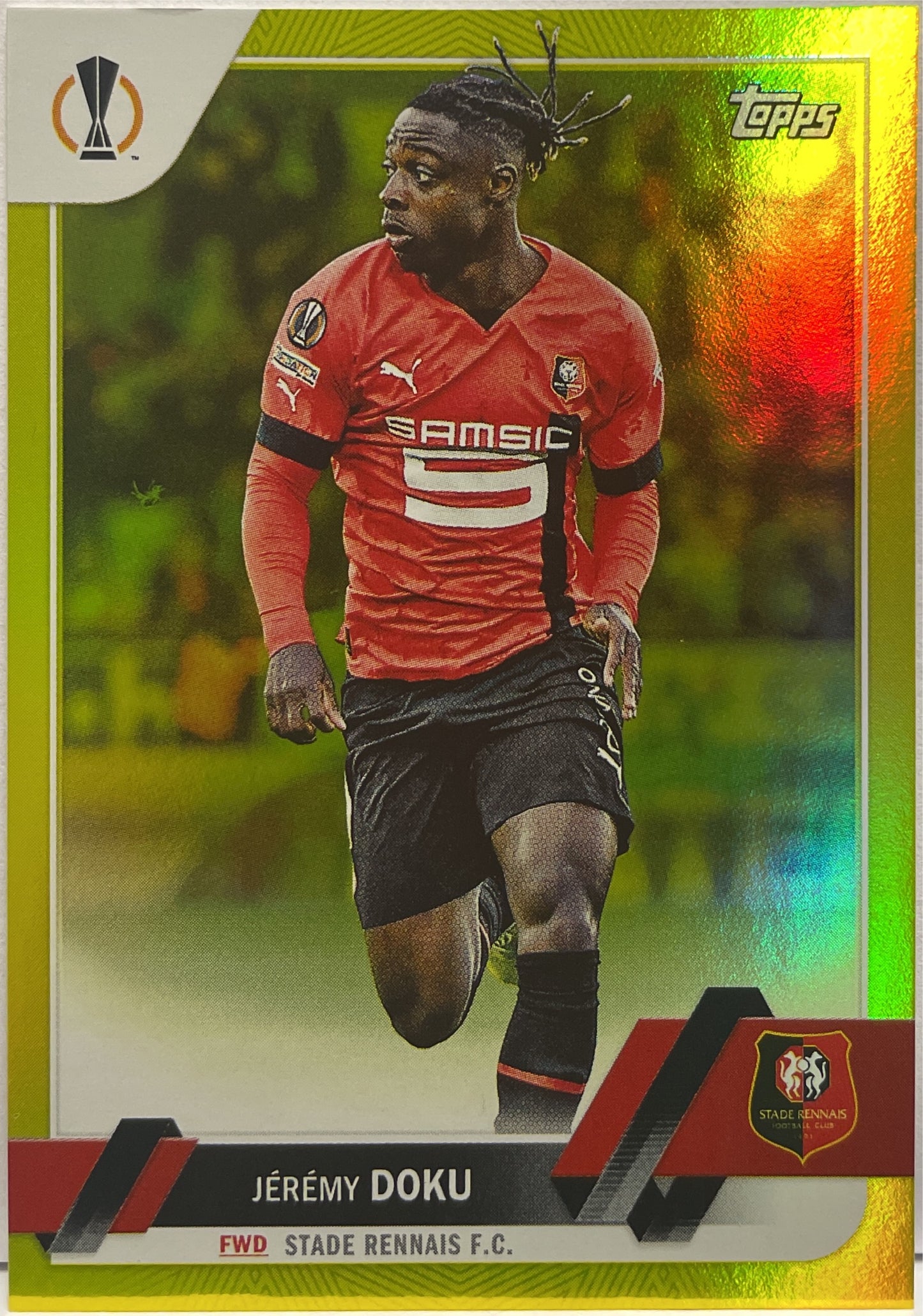 Jeremy Doku 135/299 Yellow Foil Topps UCC 2022/23