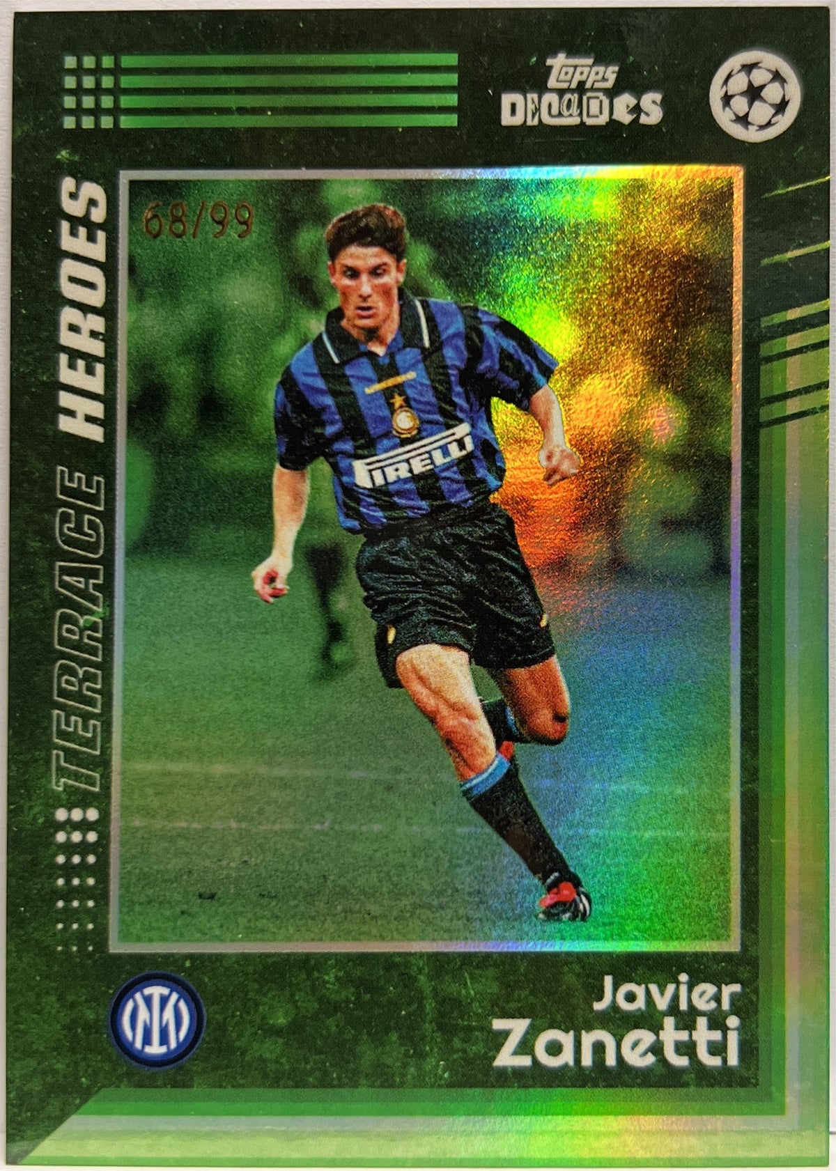 Terrace Base Card Topps Javier Zanetti 68/99 Terrace Heroes Green Topps Decades 2024/25 – ScCards