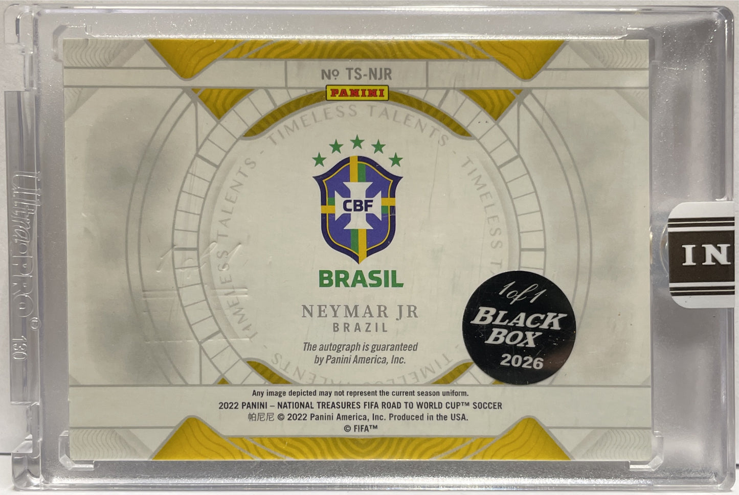Neymar Jr Autograph On Card Timeless Talent Panini National Treasures Road To World Cup Qatar 2022