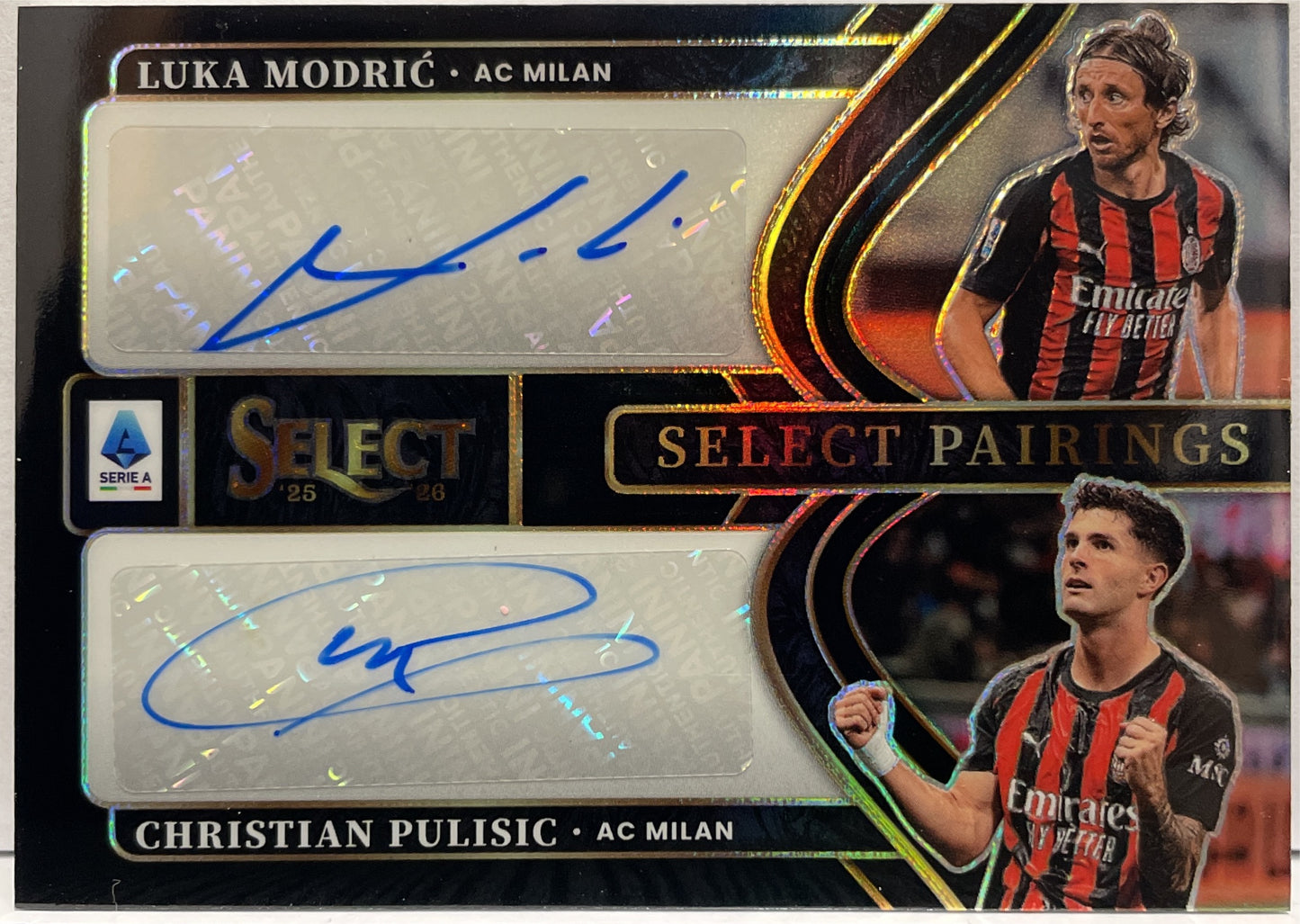 Luka Modric Christian Pulisic 1/1 Dual Autograph Pairings Black Panini Select Serie A 2025/26