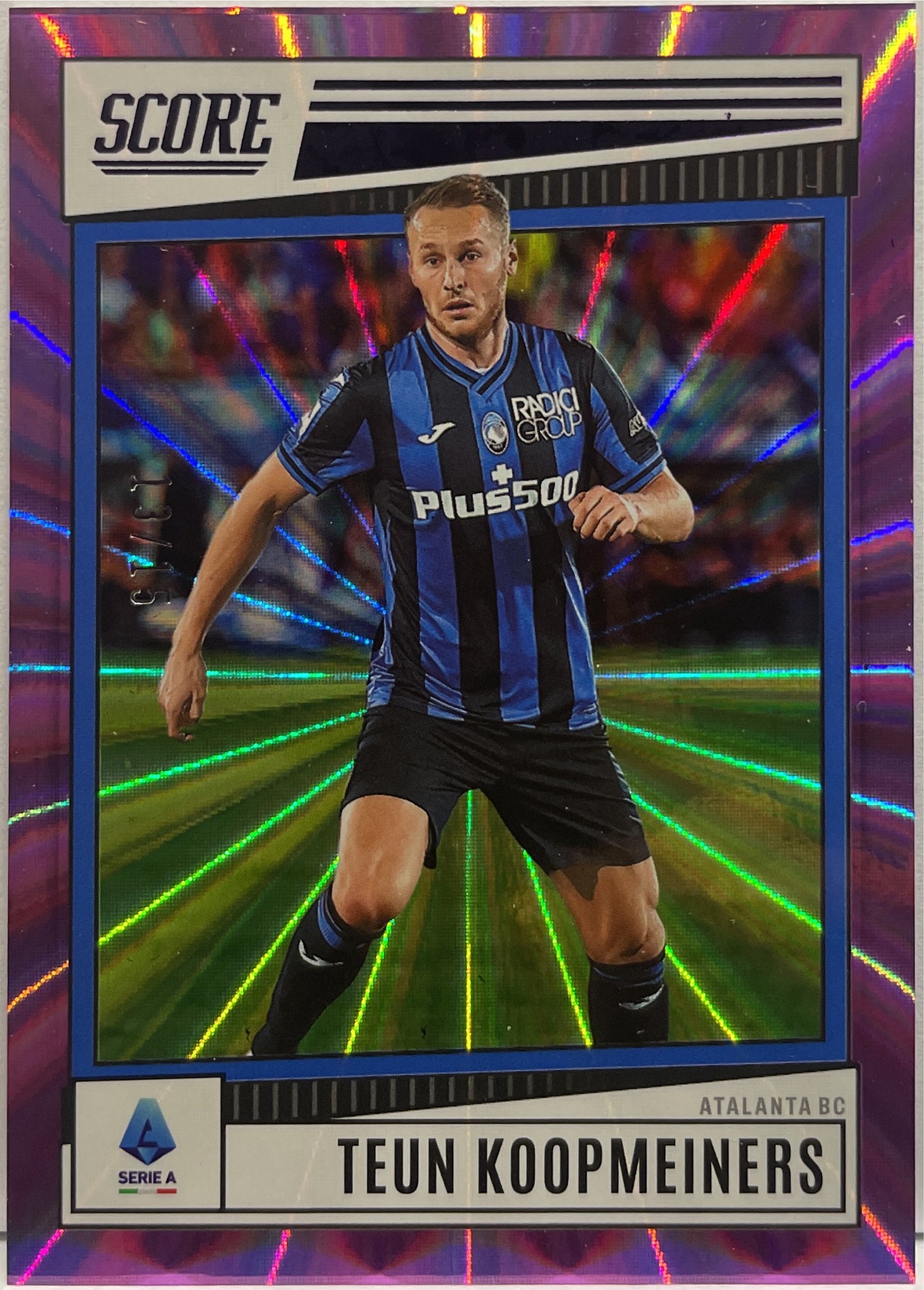 Teun Koopmeiners 13/15 Purple Laser Panini Score Serie A 2022/23