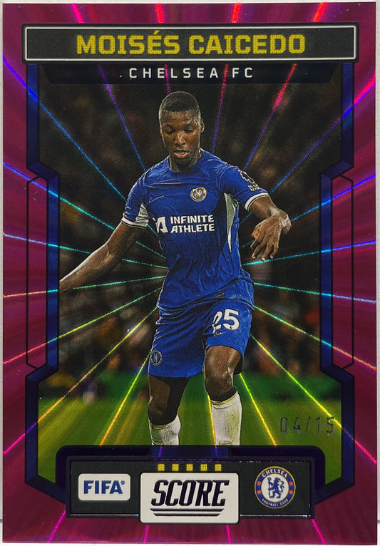 Moises Caicedo 4/15 Purple Laser Panini Score Fifa 2023/24