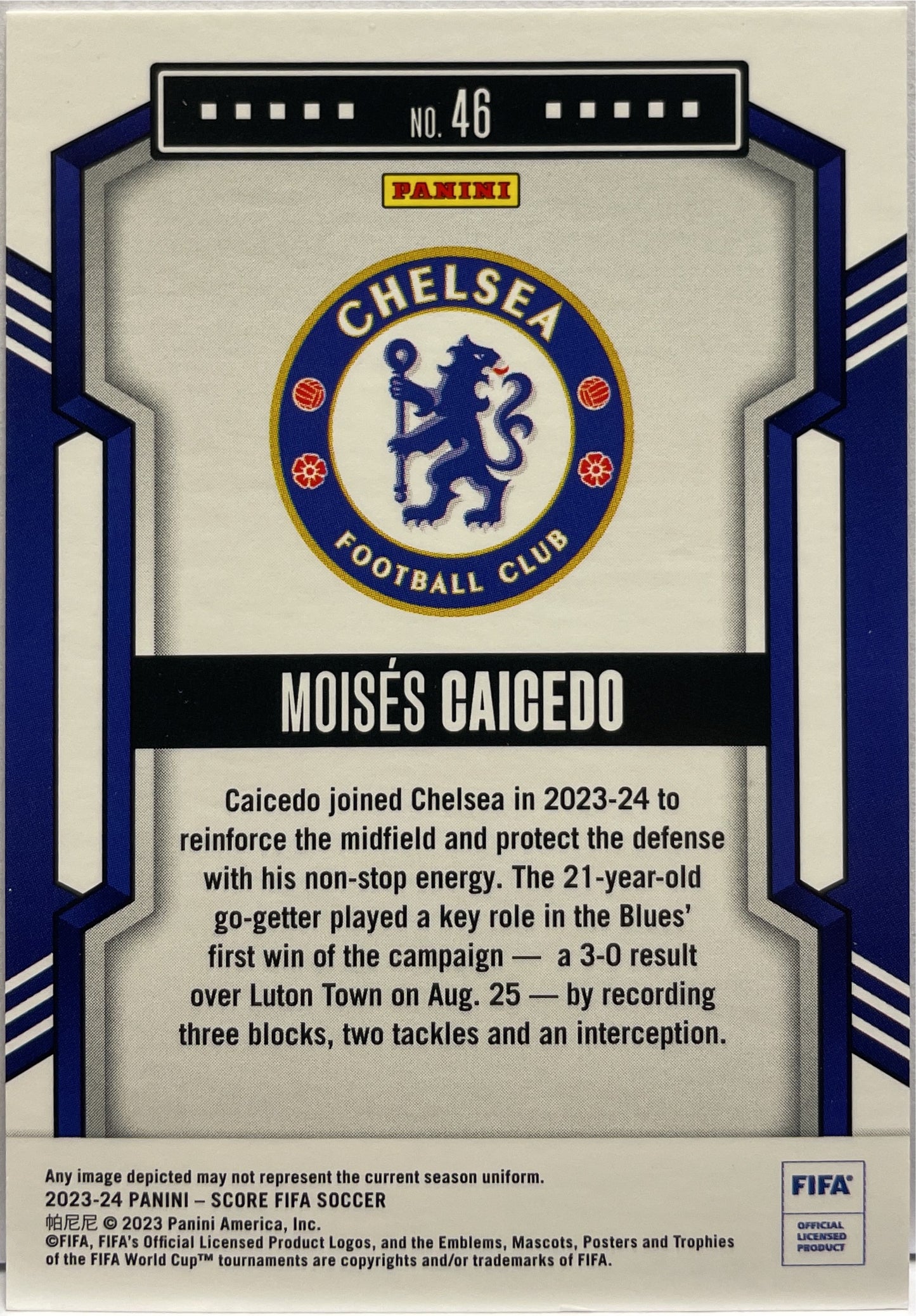 Moises Caicedo 4/15 Purple Laser Panini Score Fifa 2023/24