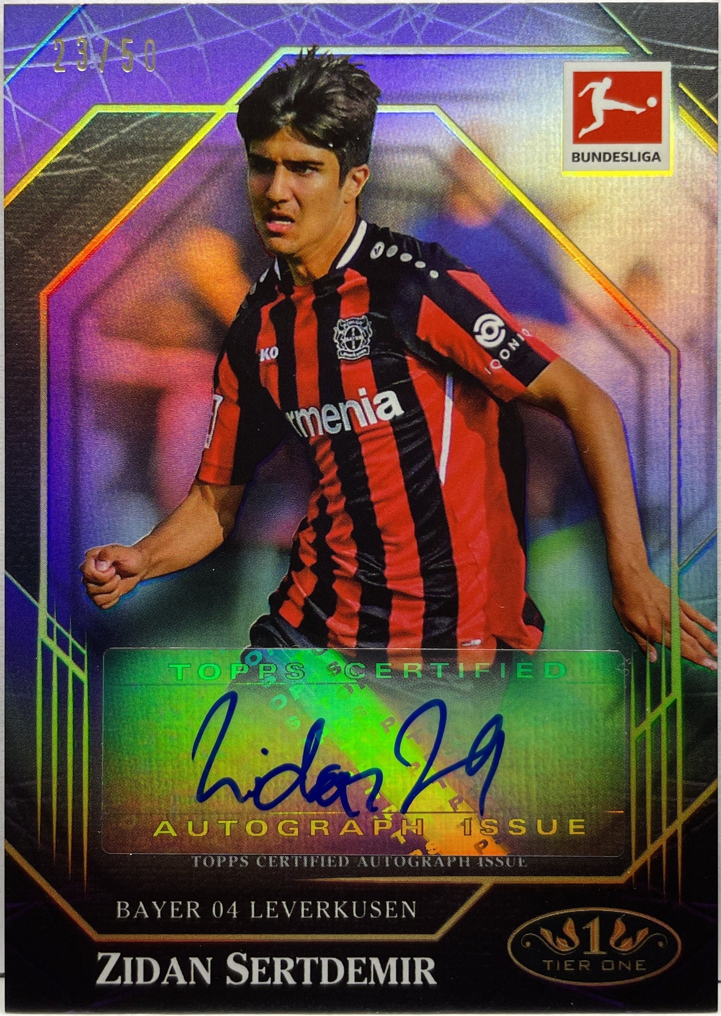 Zidan Sertdemir 23/50 Autograph Ball Magnet Purple Topps Tier 1 Bundesliga 2021/22