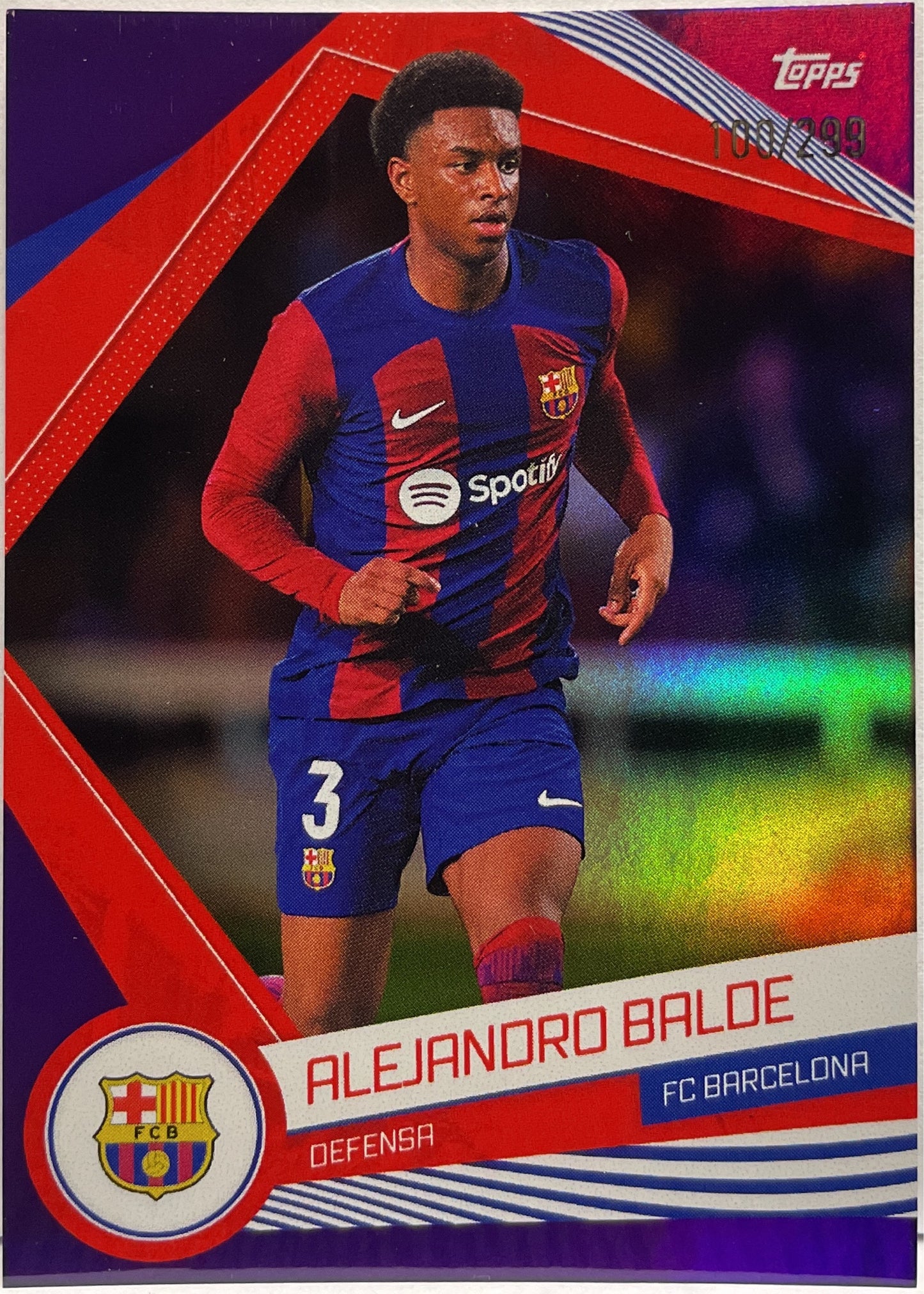 Alejandro Balde 100/299 Purple Topps FC Barcelona Team Set 2022/23