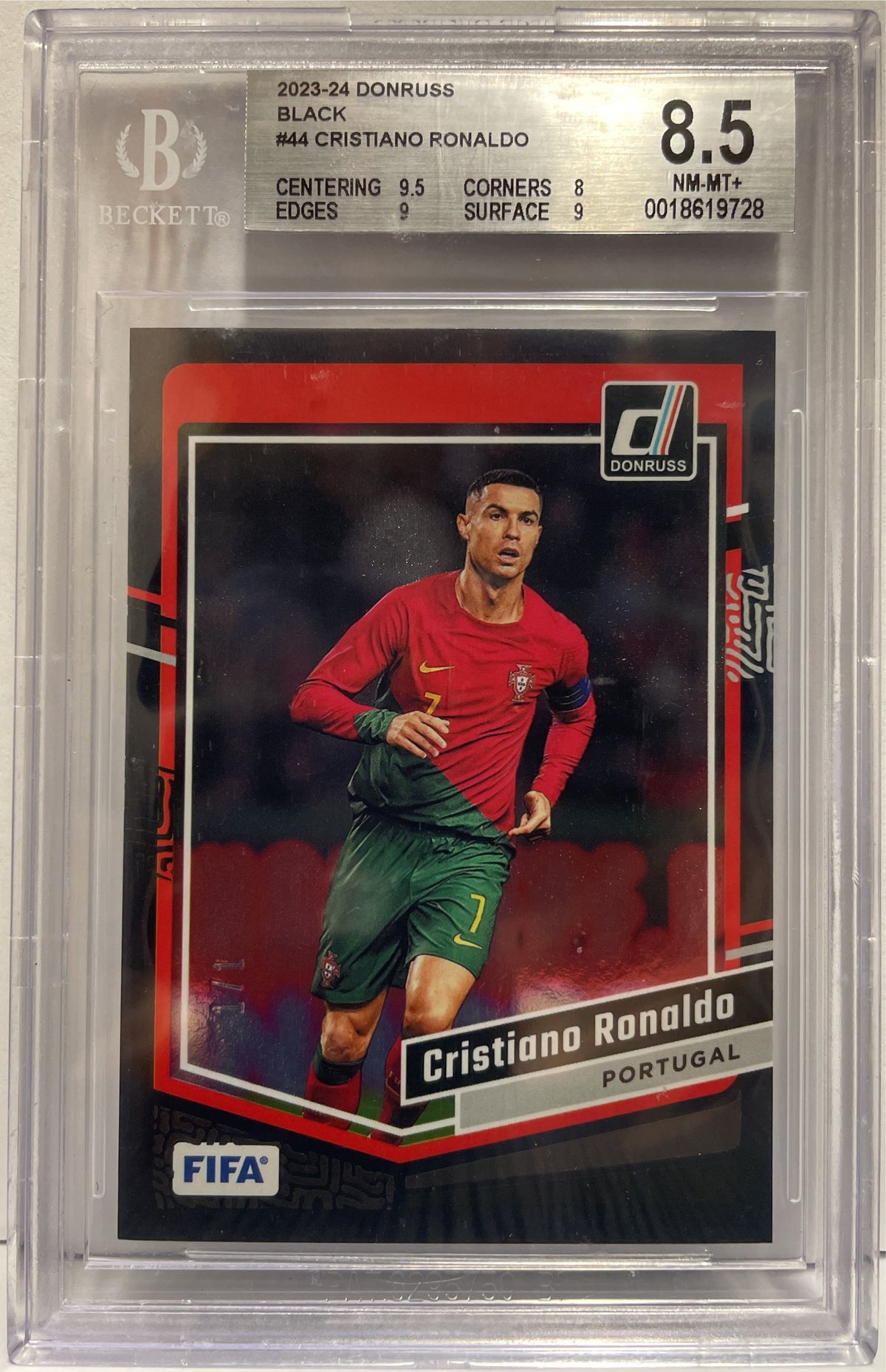 Cristiano Ronaldo 1/1 Black Panini Donruss Fifa 2023/24 Beckett 8.5