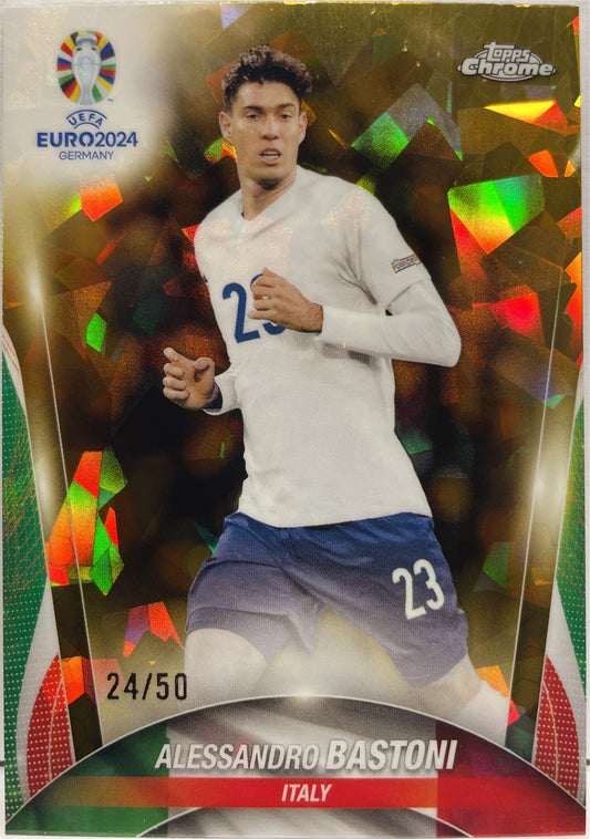 Alessandro Bastoni 24/50 Gold Topps Chrome Euro 2024