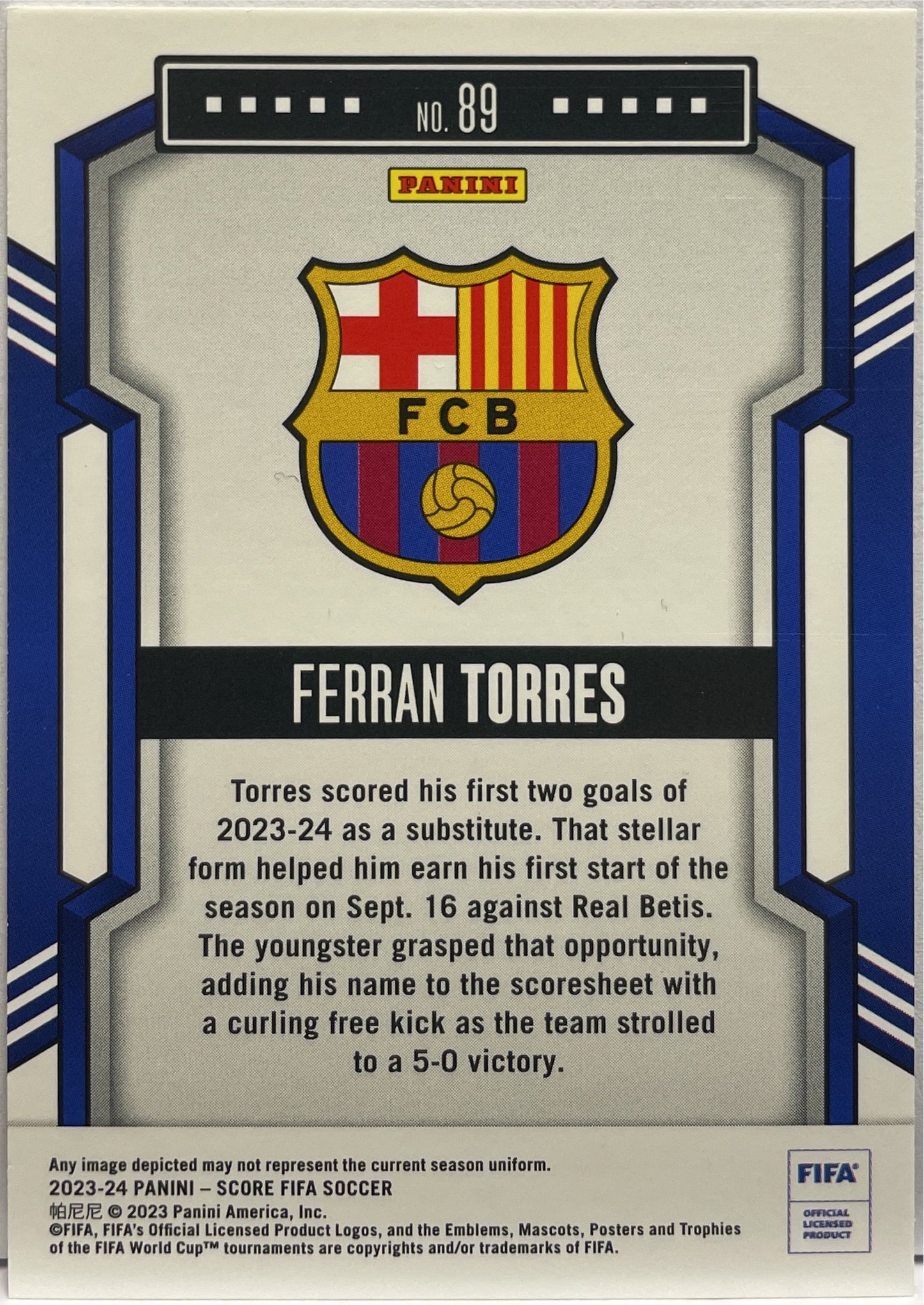 Ferran Torres 1/35 Orange Laser Panini Score Fifa 2023/24