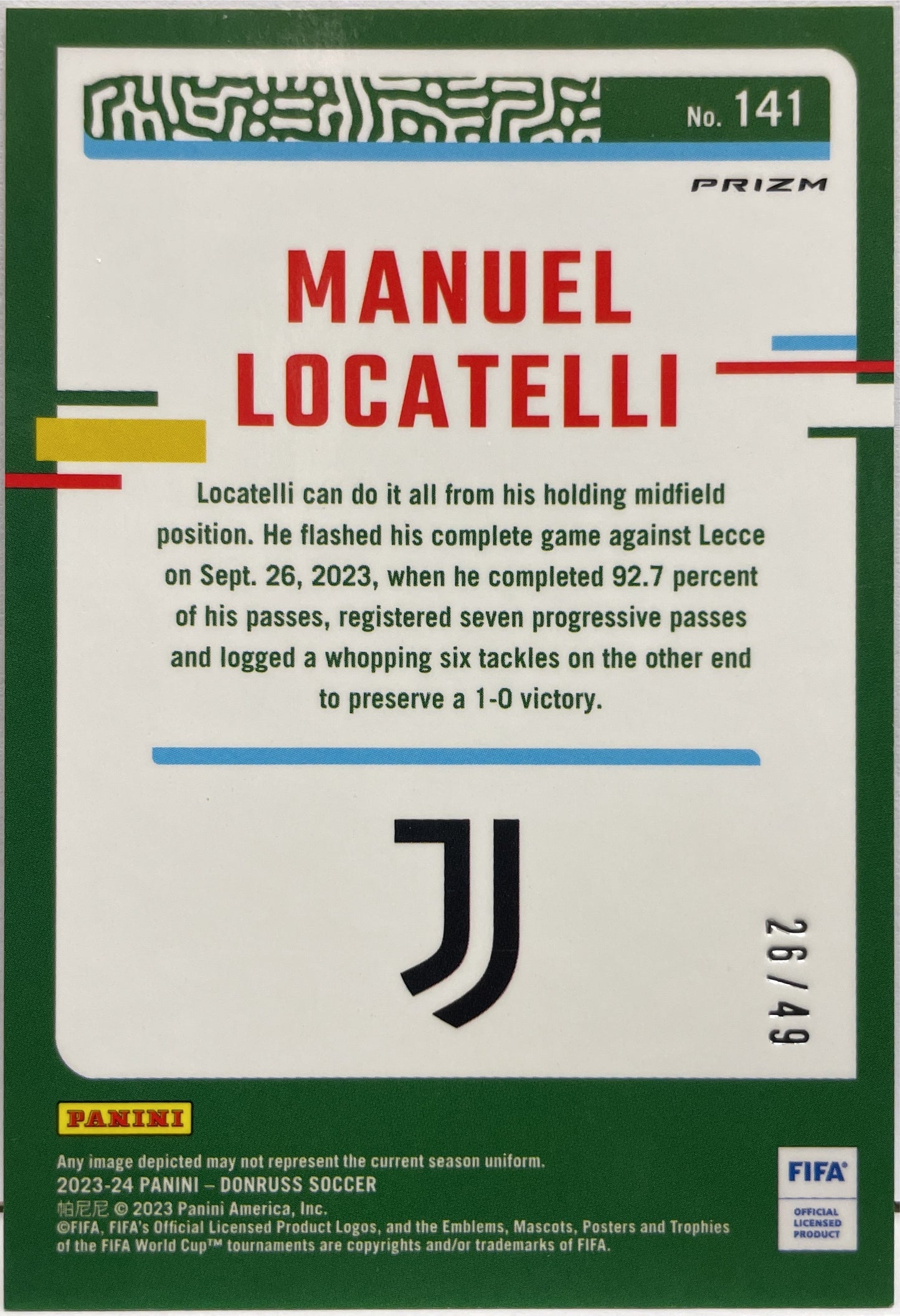 Manuel Locatelli 26/49 Optic Mojo Donruss Fifa 2023/24