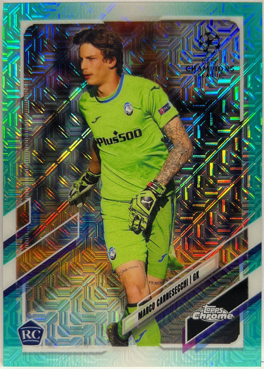 Marco Carnesecchi 50/199 Rookie Aqua Mojo Topps Chrome UCL 2020/21