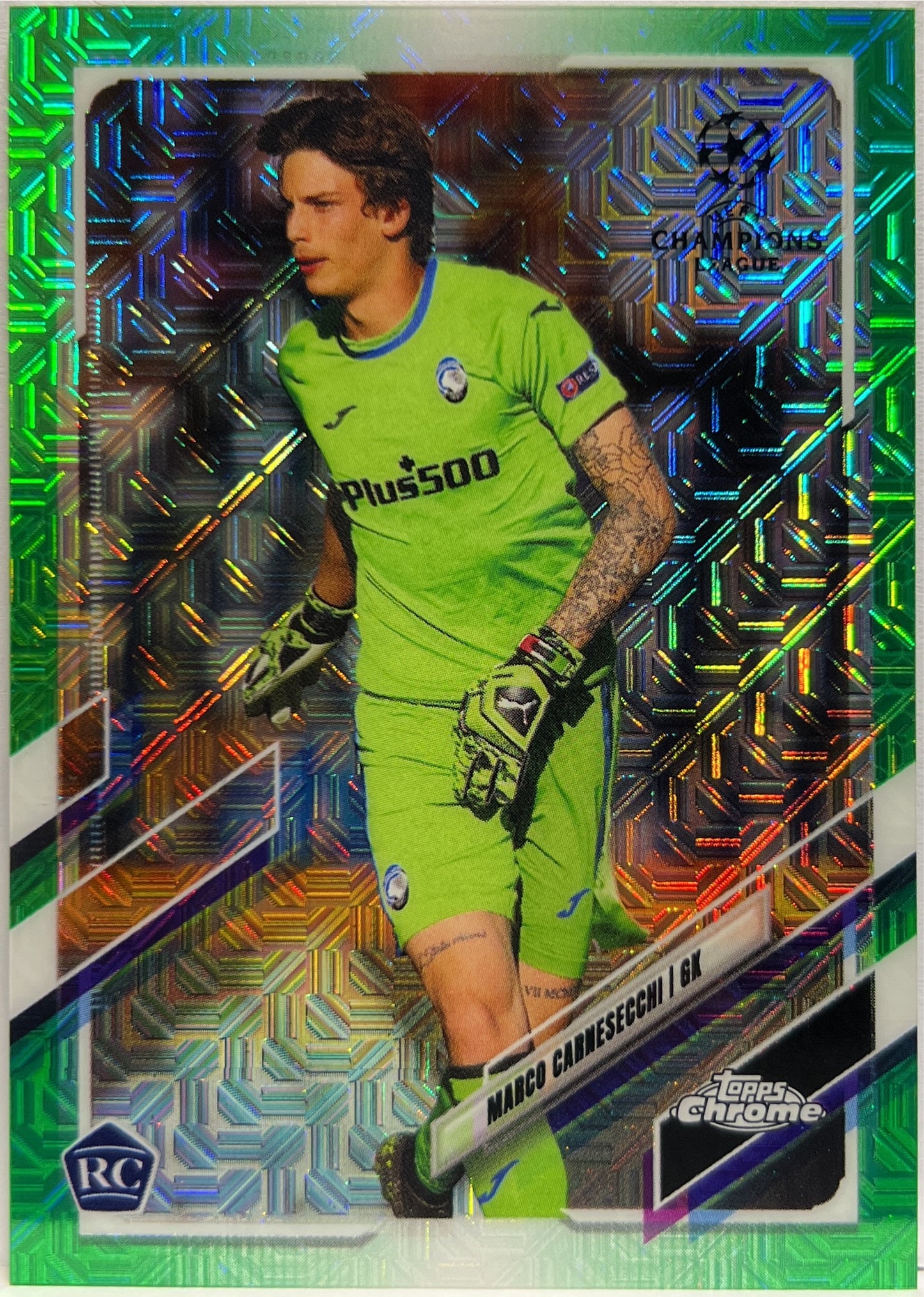 Marco Carnesecchi 89/99 Rookie Green Mojo Topps Chrome UCL 2020/21