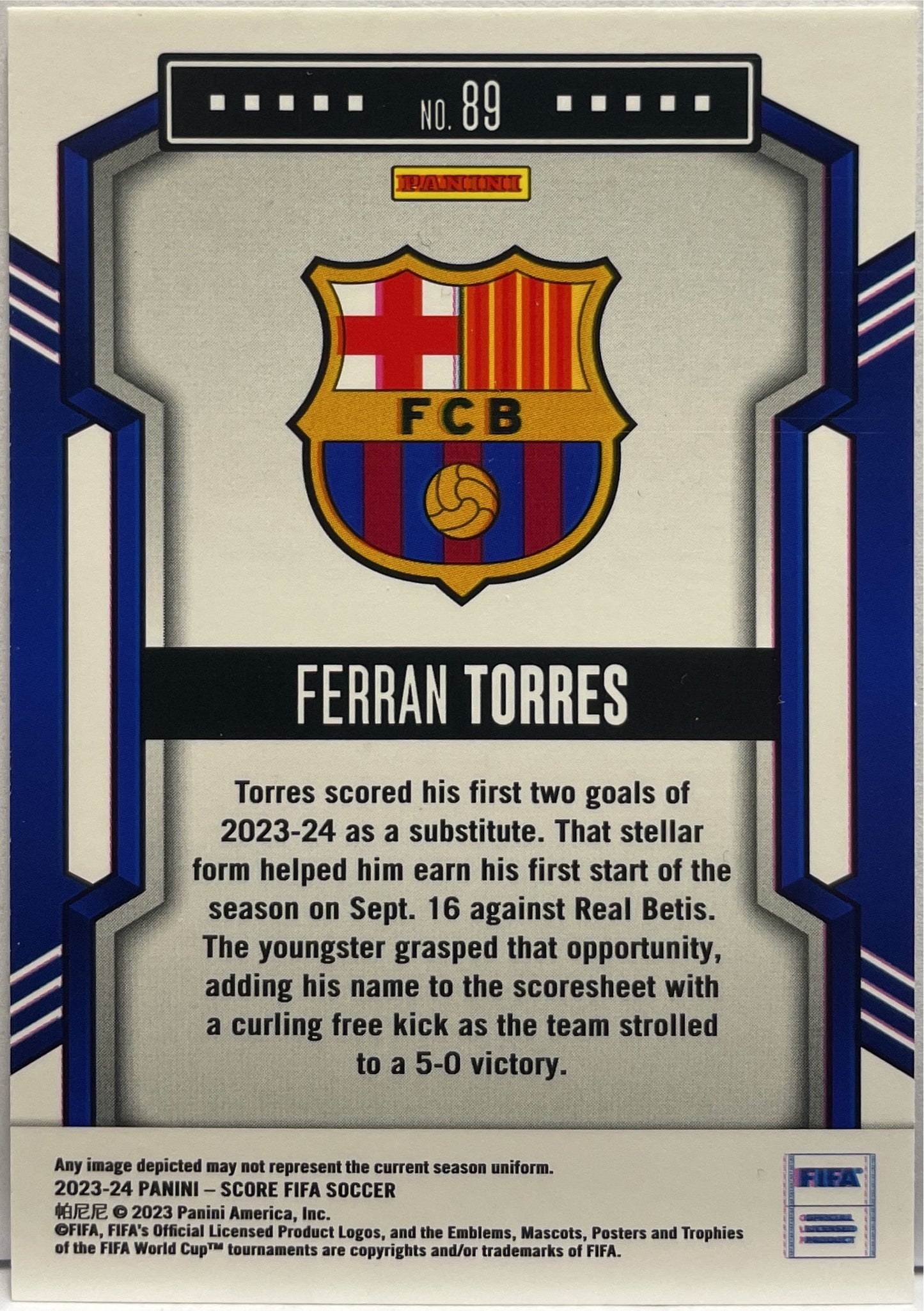 Ferran Torres 6/25 Bronze Swirl Panini Score Fifa 2023/24