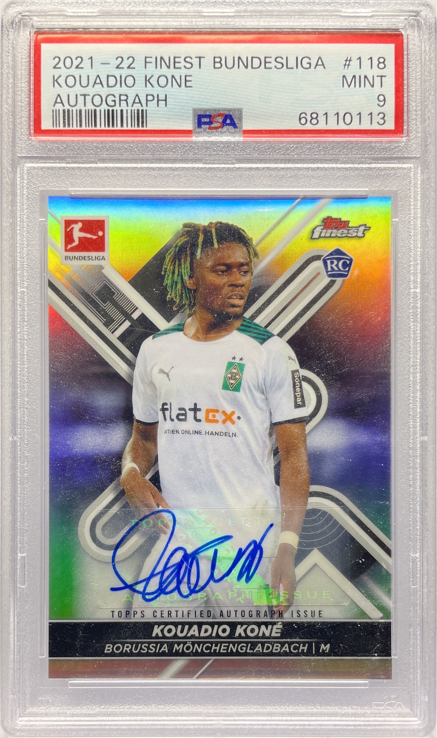 PSA 9 - Kouadio Kone Rookie Autograph - Topps Finest Bundesliga 2021/22