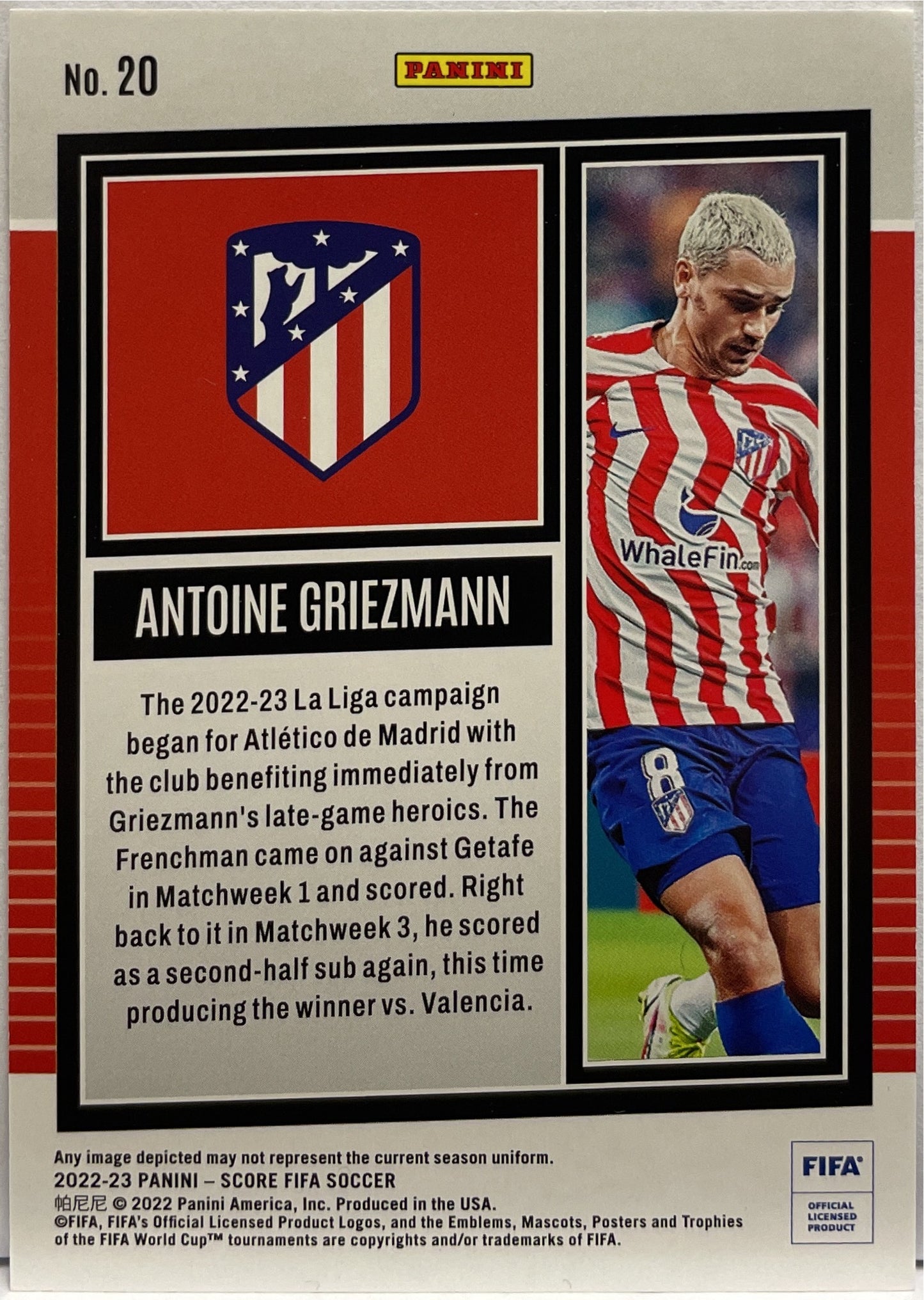 Antoine Griezmann 6/50 Blue Laser Panini Score Fifa 2023/24
