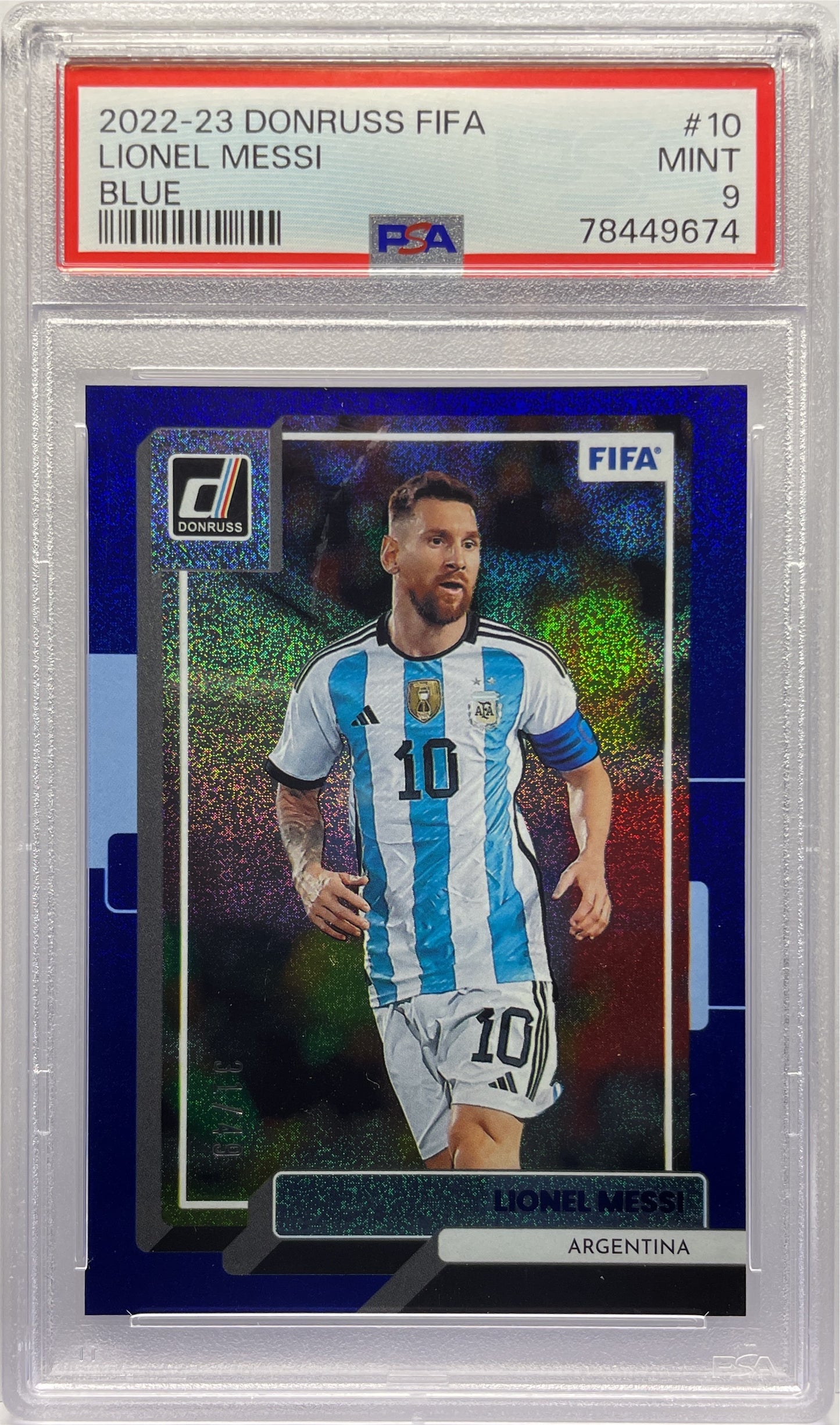 PSA 9 - Lionel Messi 31/49 Blue - Donruss Fifa 2022/23