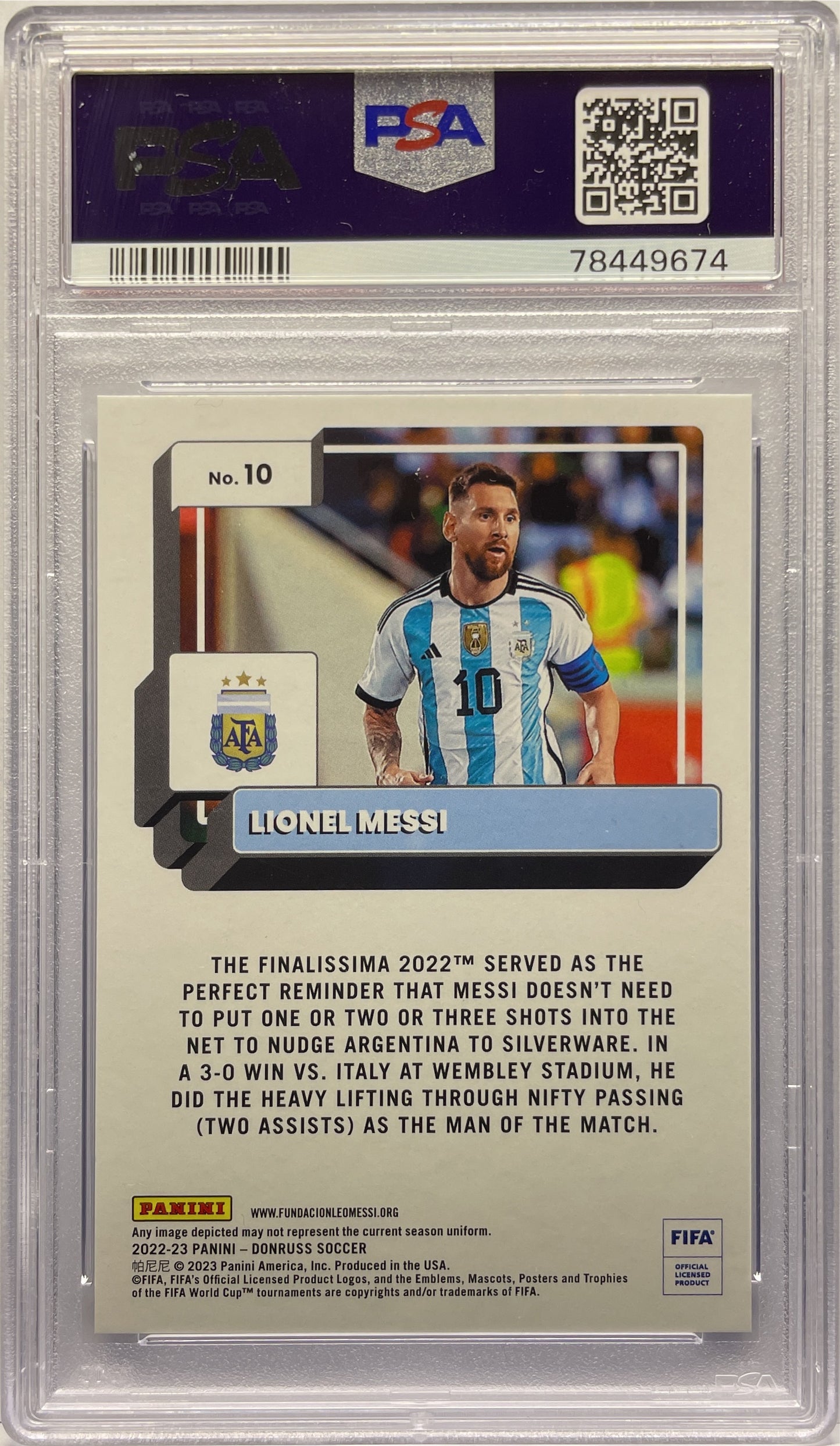 PSA 9 - Lionel Messi 31/49 Blue - Donruss Fifa 2022/23