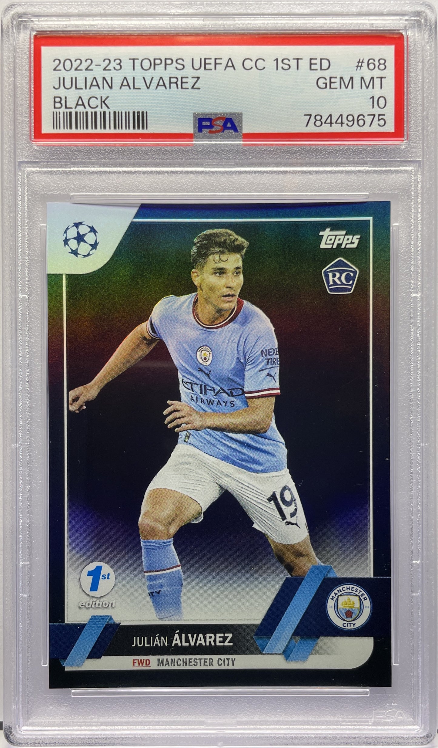 PSA 10 - Julian Alvarez 1/10 Rookie Black - Topps UCC 1ST Edition 2022/23