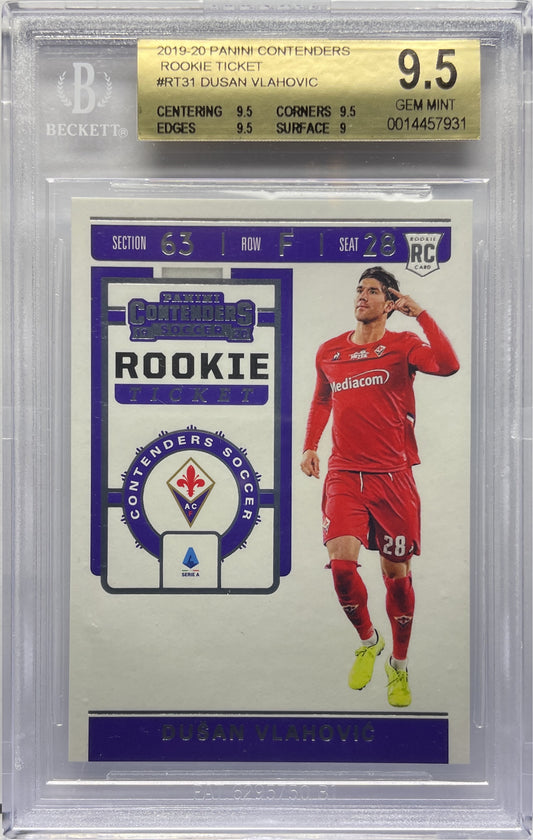 Beckett 9.5 - Dusan Vlahovic Rookie Ticket - Panini Chronicles 2019/20