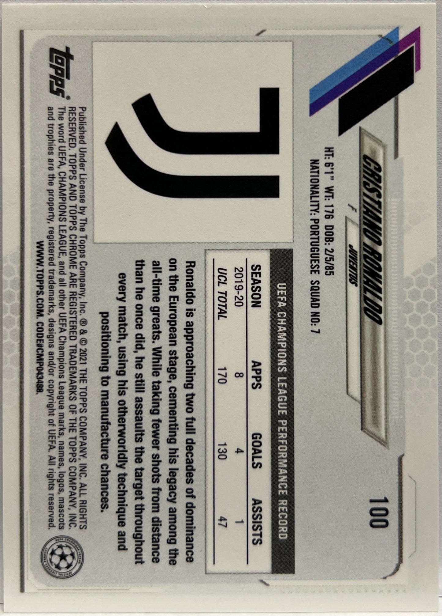 Cristiano Ronaldo Topps Chrome UCL 2020/21