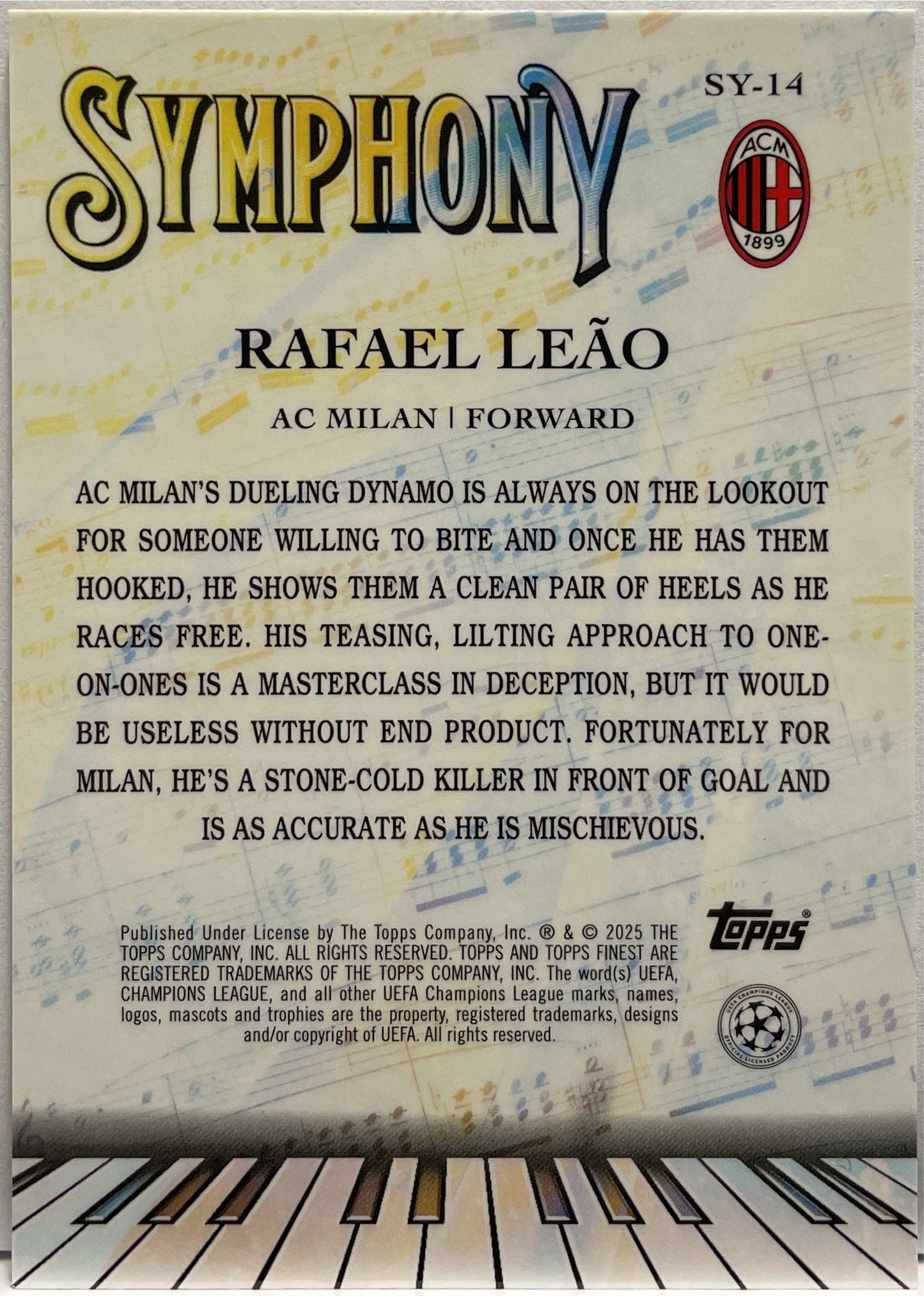 Rafael Leao 27/299 Symphony Purple Topps Finest UCC 2024/25
