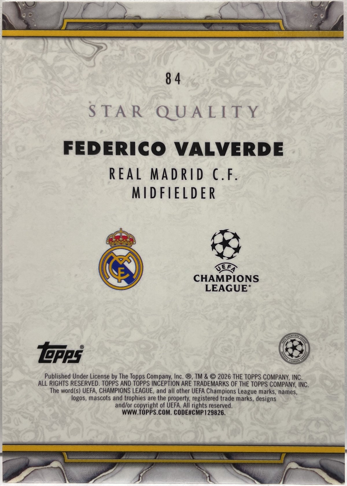 Federico Valverde Star Quality Topps Inception 2025/26