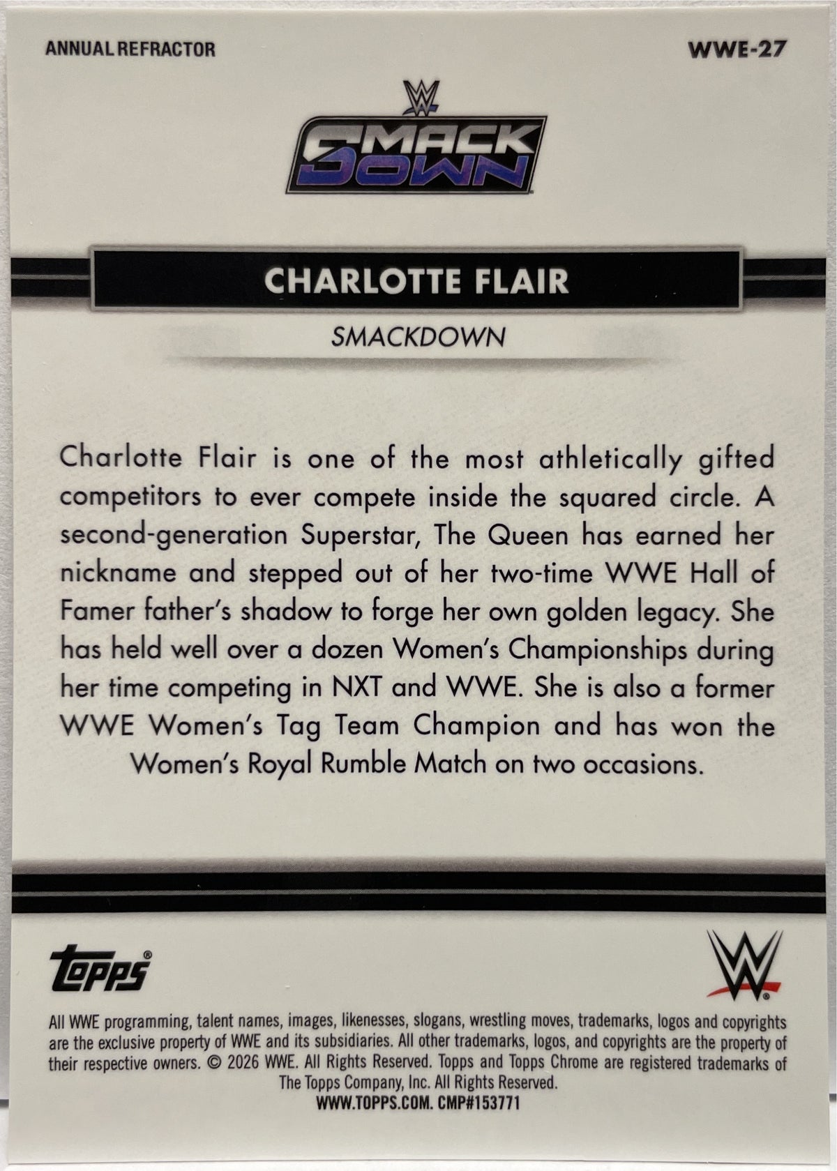 Charlotte Flair 25/26 Topps Chrome WWE National Convention 2026