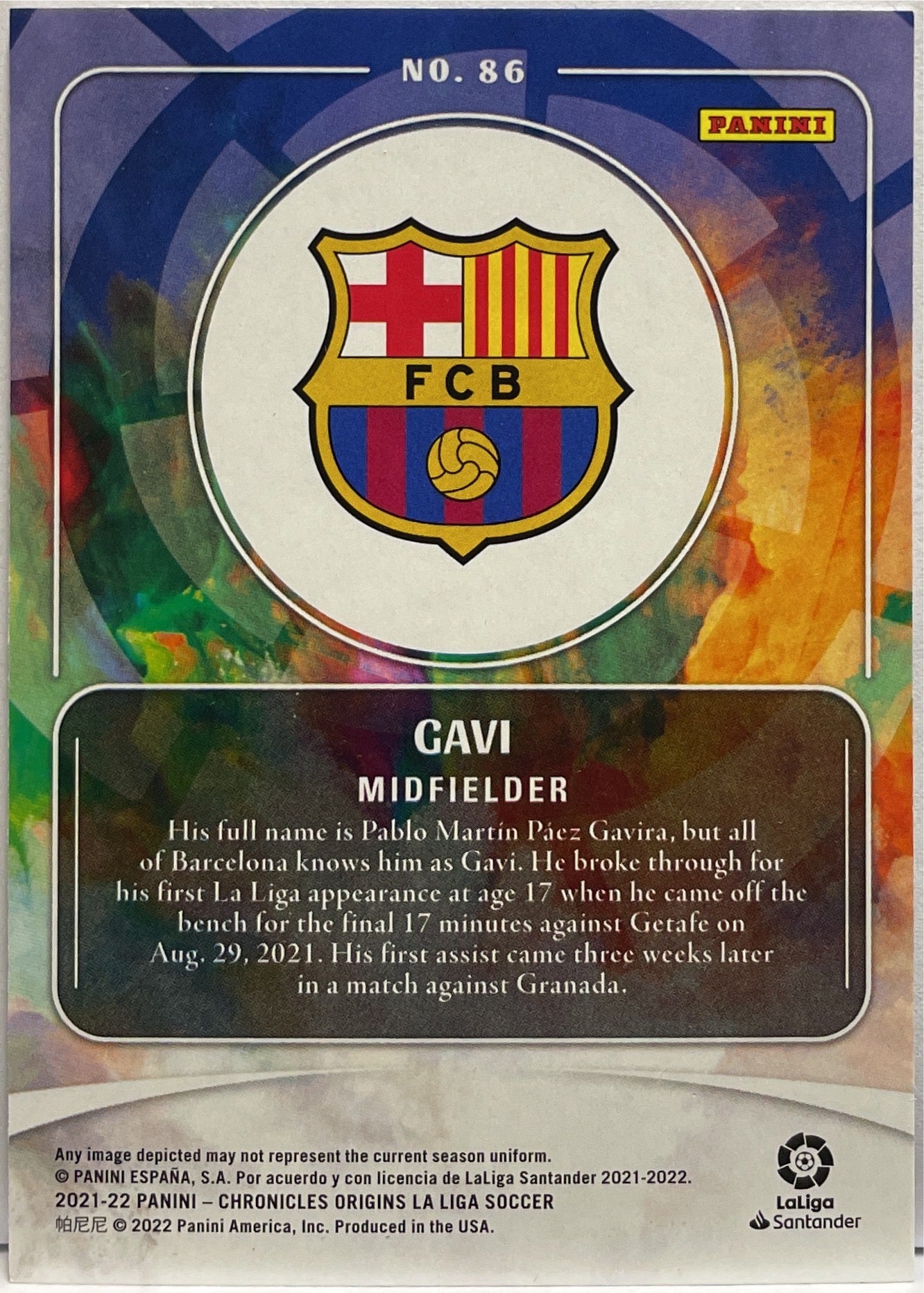 Gavi Rookie Origins Panini Chronicles La Liga 2021/22