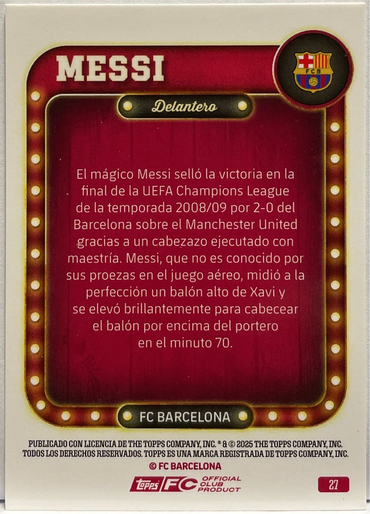 Lionel Messi Delantero Topps Tin FC Barcelona 2024/25