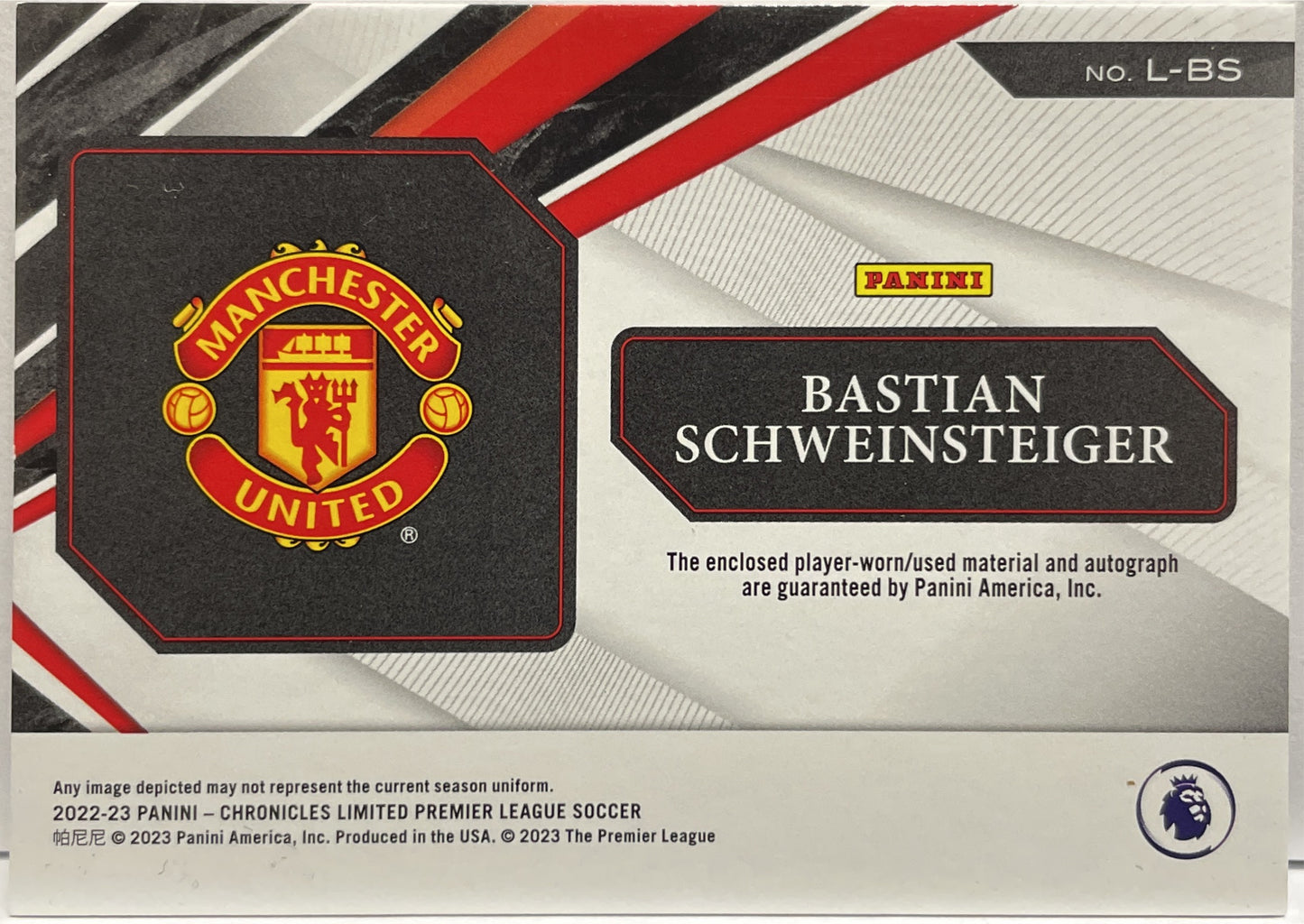 Bastian Schweinsteiger 97/190 Patch Worn Autograph Panini Chronicles Premier League 2022/23